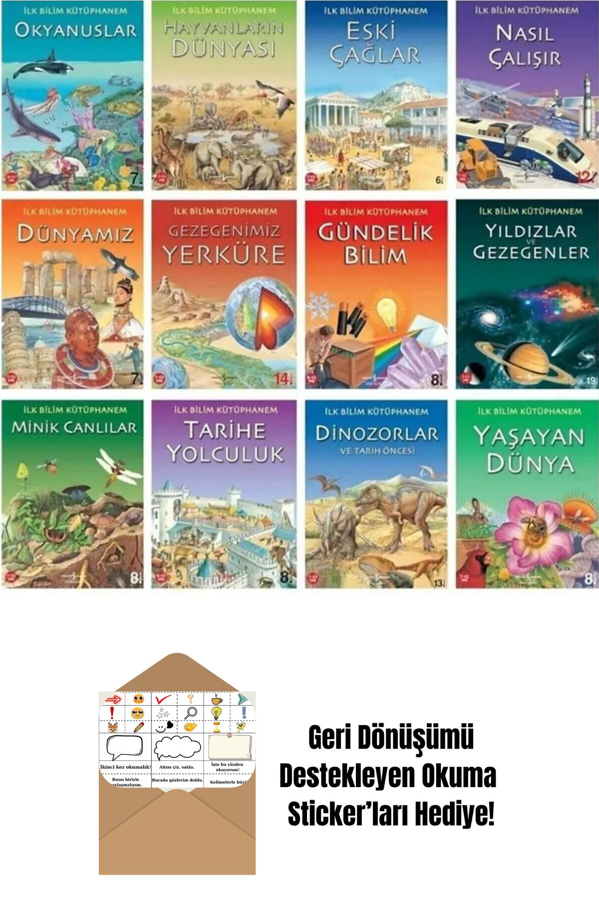 TÜRKİYE İŞ BANKASI KÜLTÜR YAYINLARI İlk Bilim Kütüphanem 12 Kitaplık Set + Okuma Sticker'ları
