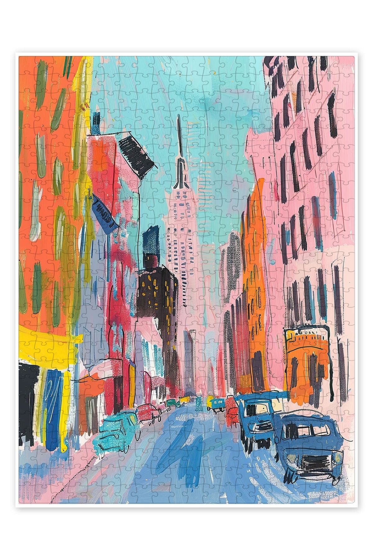 Jeronkarji Pastel Tonlarda New York Şehri 500 Parça Puzzle Yapboz Şehir Manzara Temalı Hobilik
