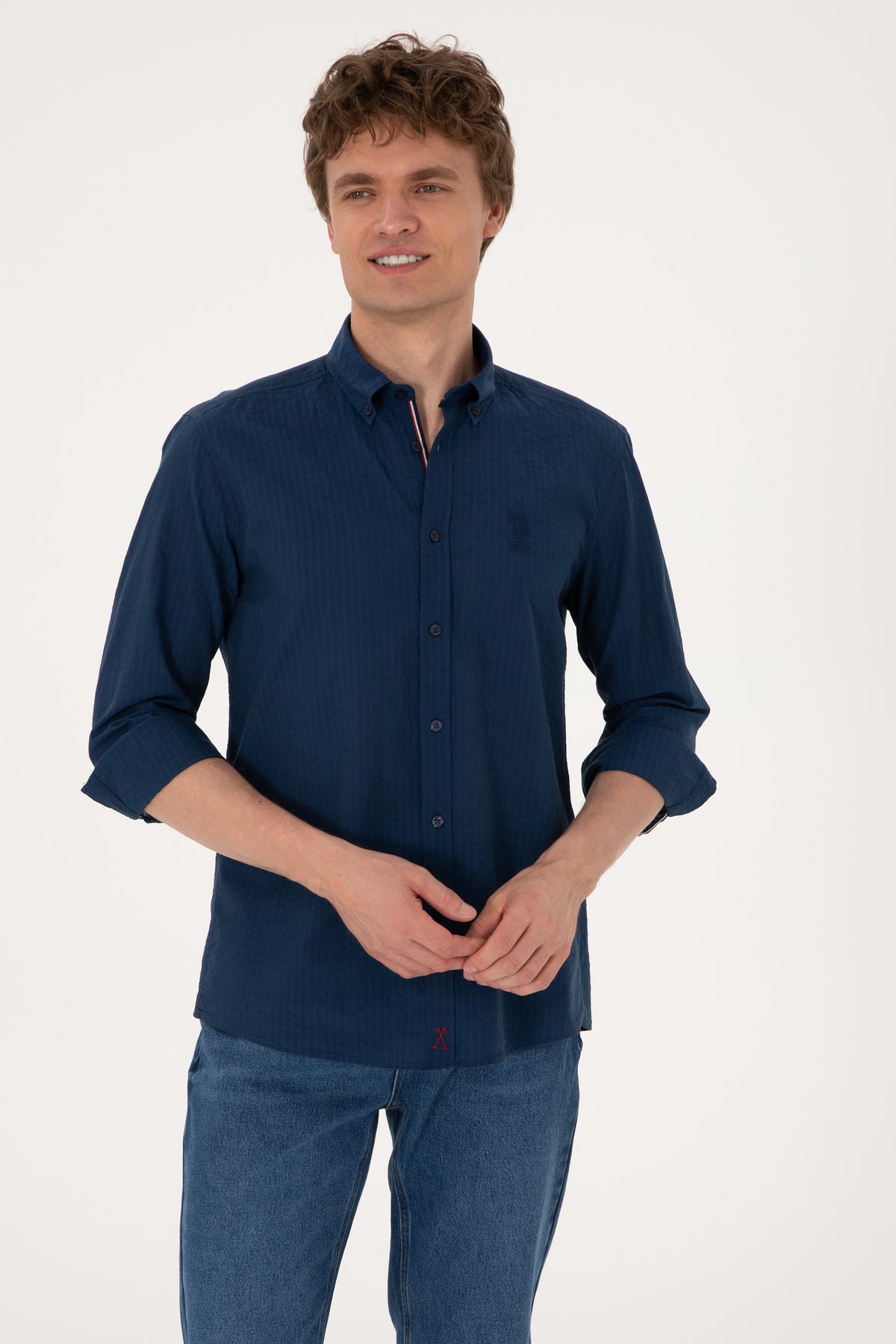 U.S. Polo Assn. Erkek İndigo Uzun Kollu Gömlek 50300219-VR028
