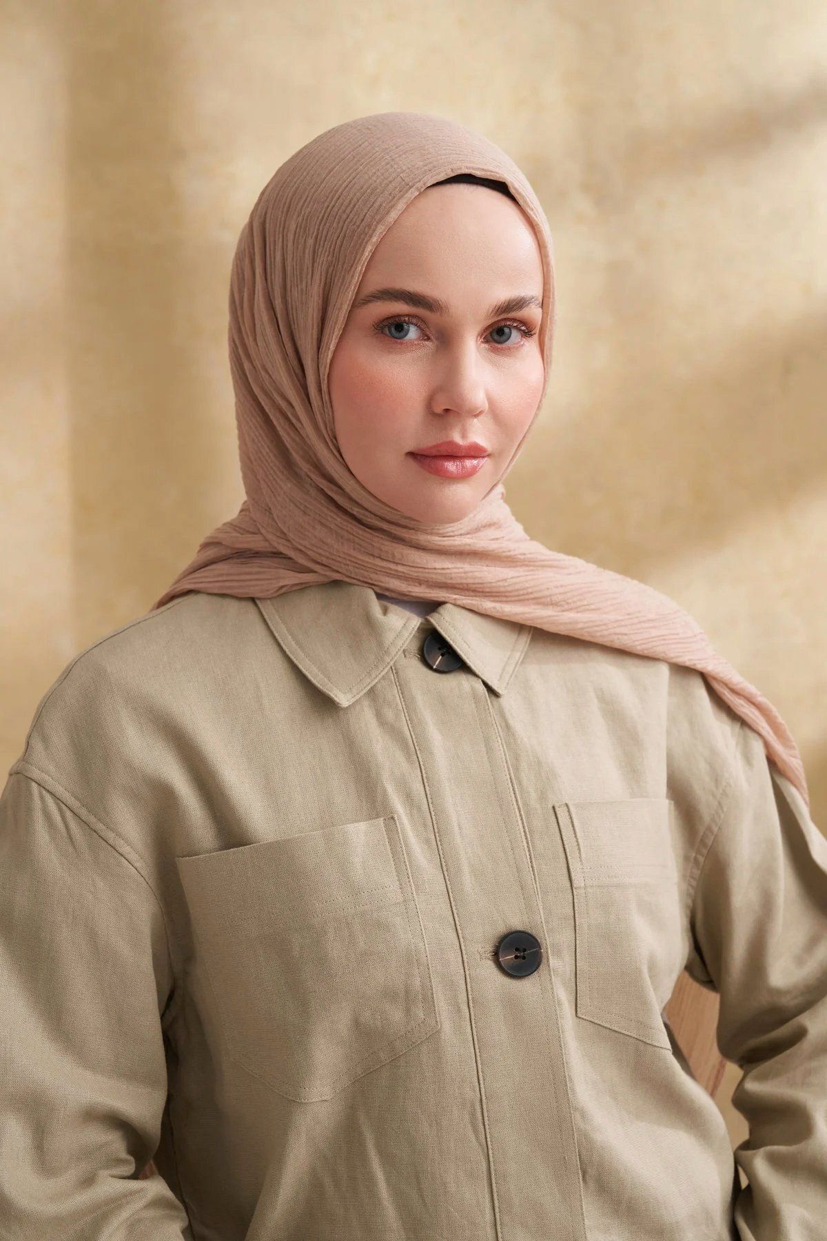 ARMANDA Müslin Yaprak Desen Şal 3351-1041 Sahra