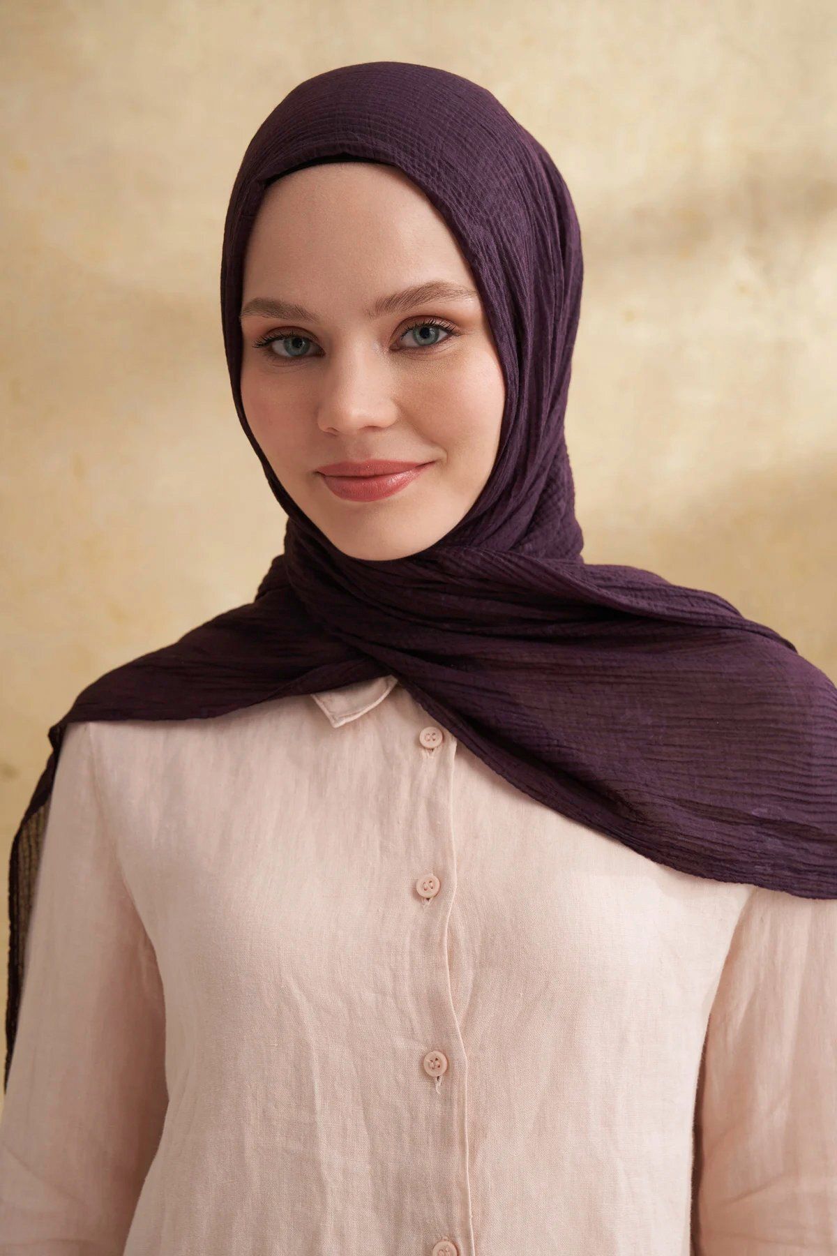 ARMANDA Müslin Yaprak Desen Şal 3351-82 Mürdüm
