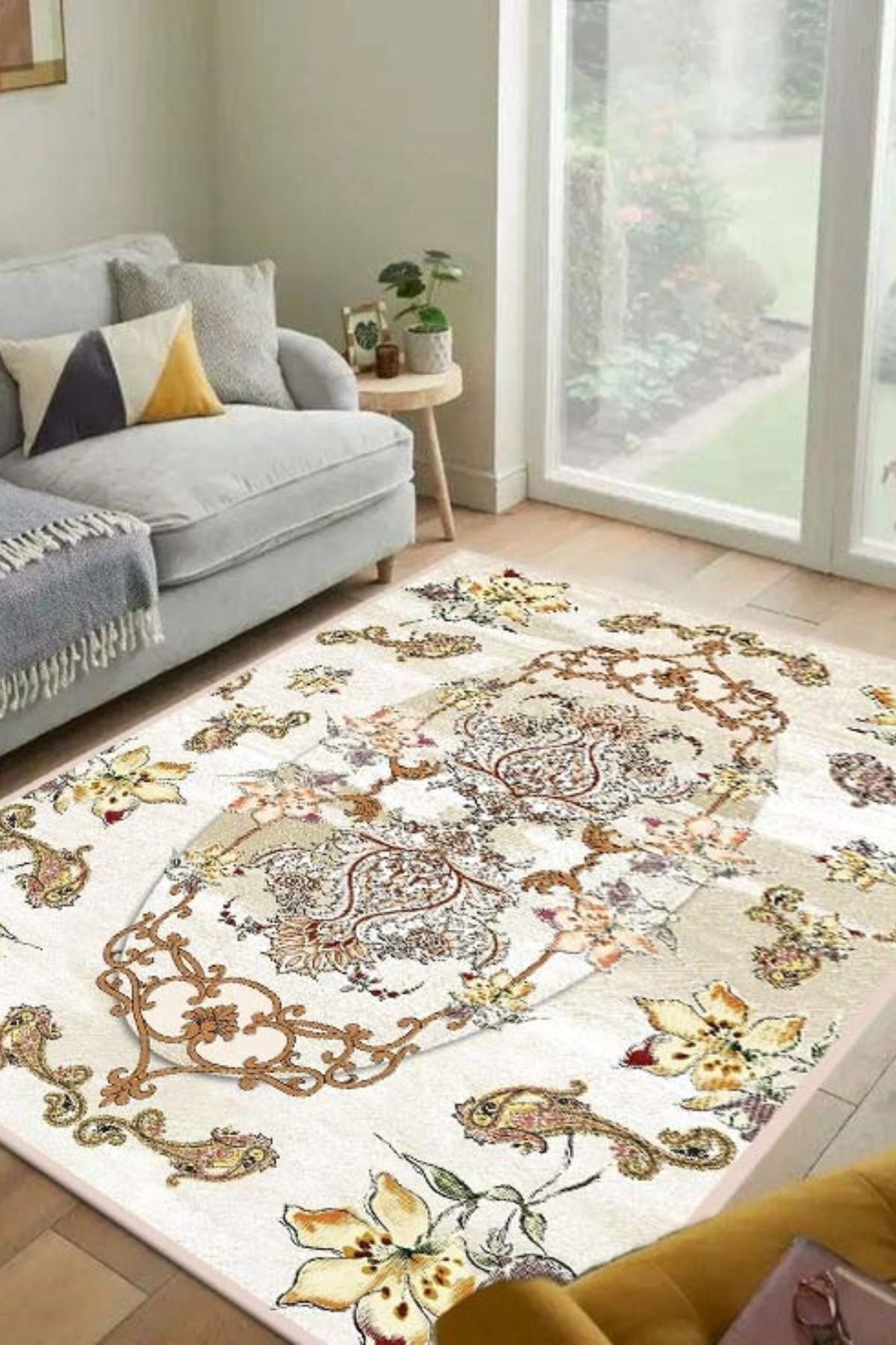 DERAS HOME Dijital Baskı Yıkanabilir Kaymaz Taban Salon Halısı Yolluk