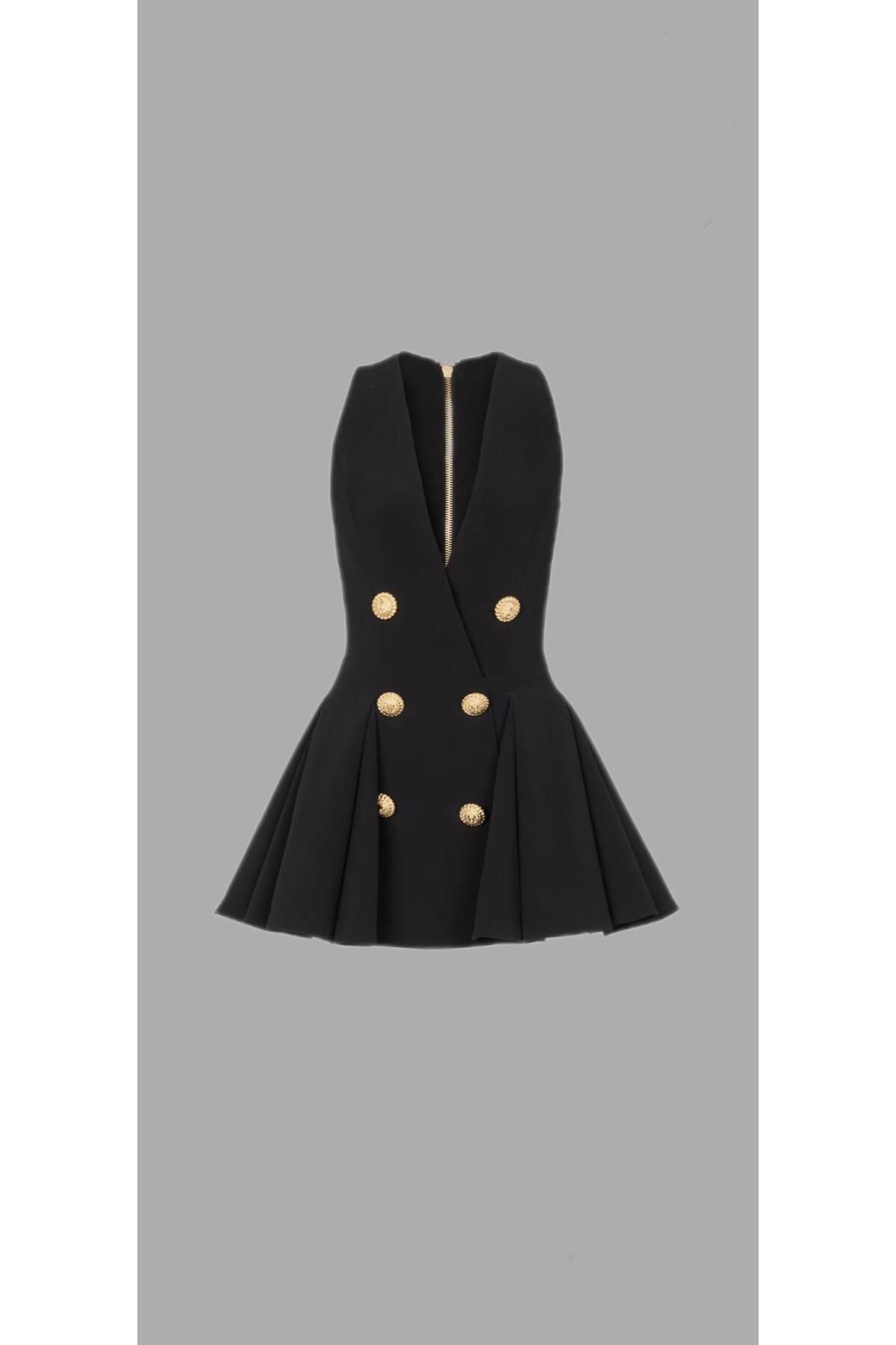 Jacket production düğmeli şık krep mini elbise