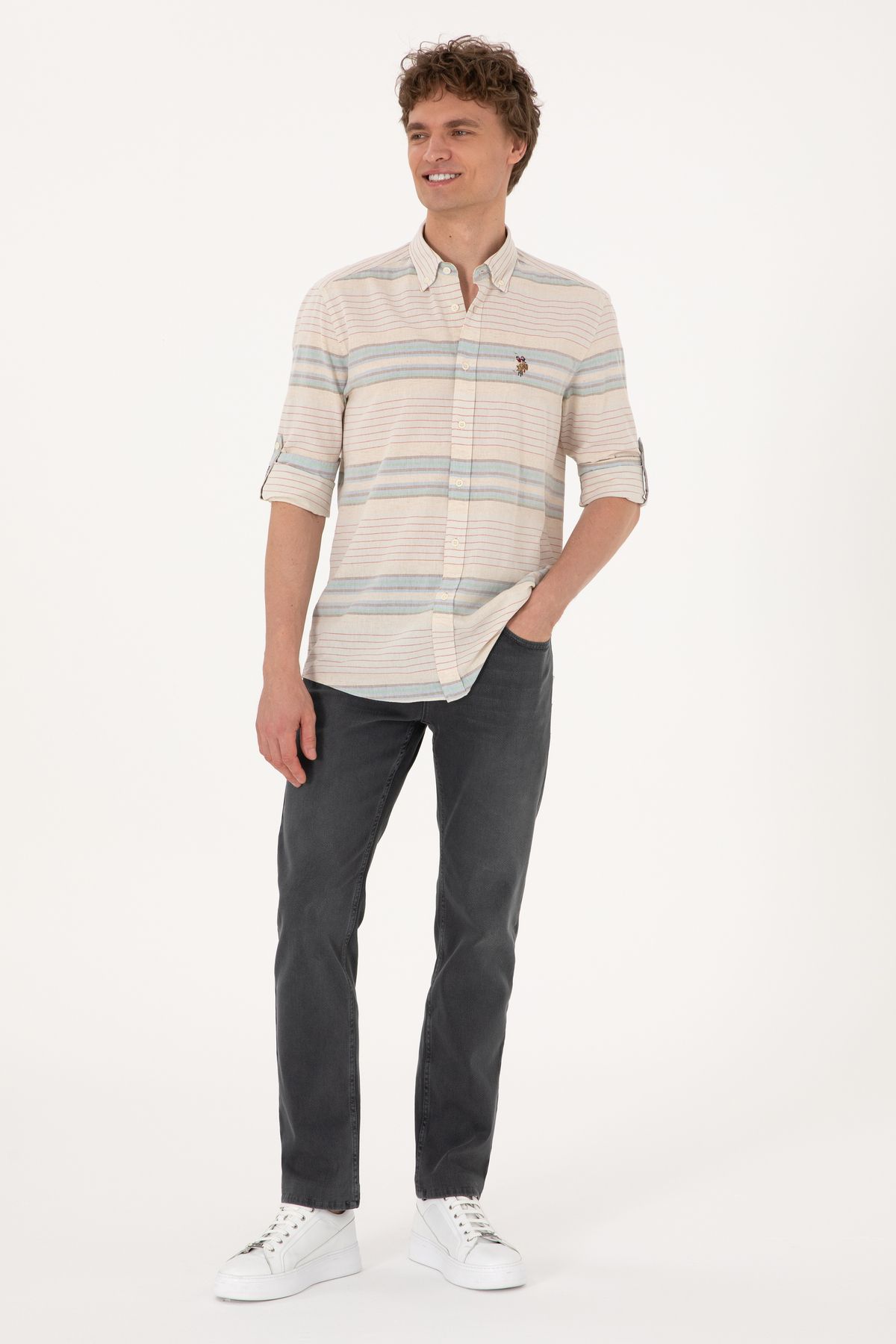 U.S. Polo Assn. Erkek Gri Jean Pantolon 50298594-DN0025