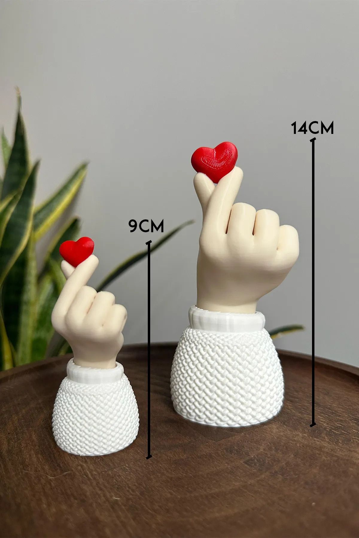 Srd3dMaker Korean Heart 2li Biblo Seti, Kalp Tutan El Sevimli Hediyelik