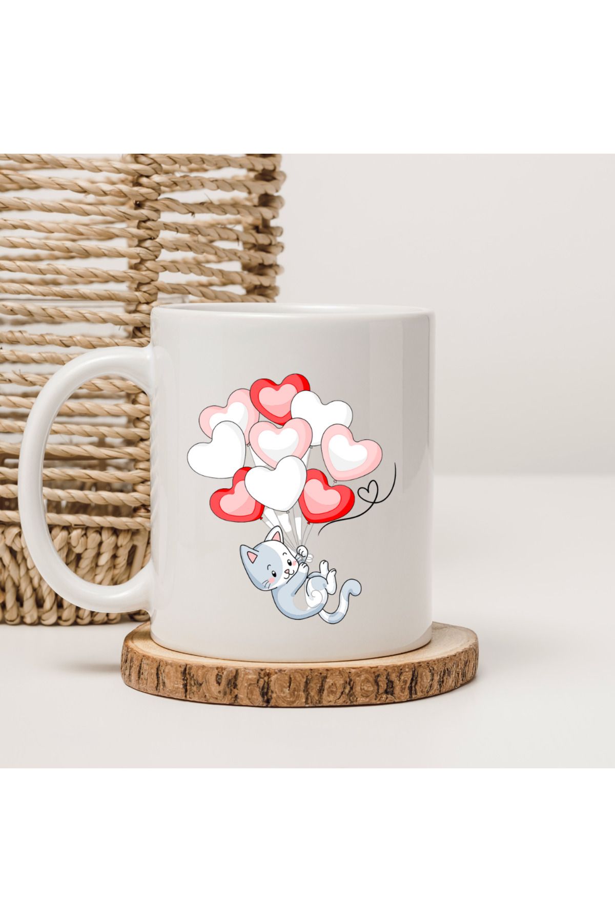 BRKDESING KEDİ DESENLİ BASKILI KUPA BARDAK