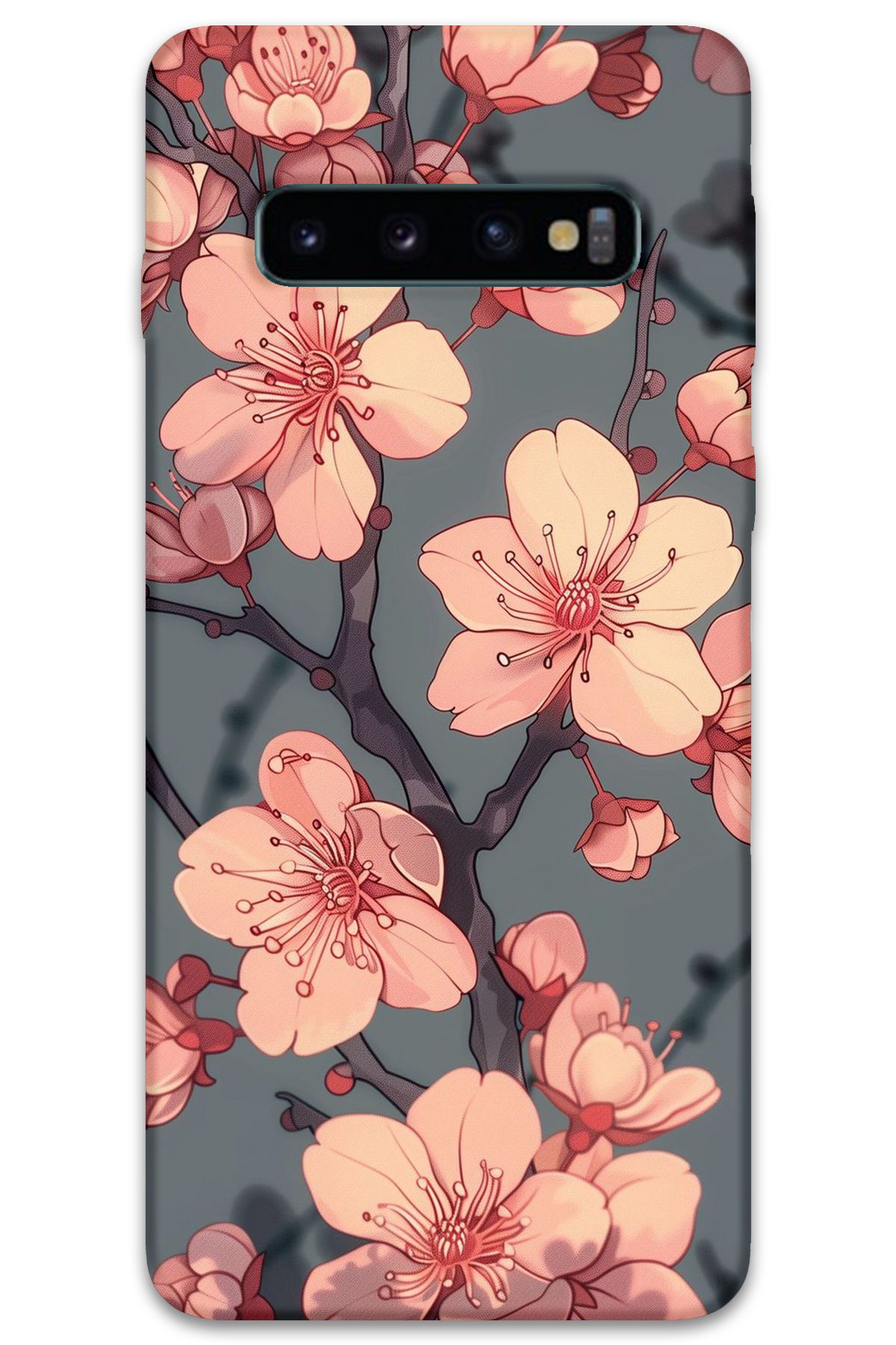 Gramaphone Galaxy S10 Plus Uyumlu Çiçek Desenli Telefon Kılıfı + Ekran Koruyucu - 5801