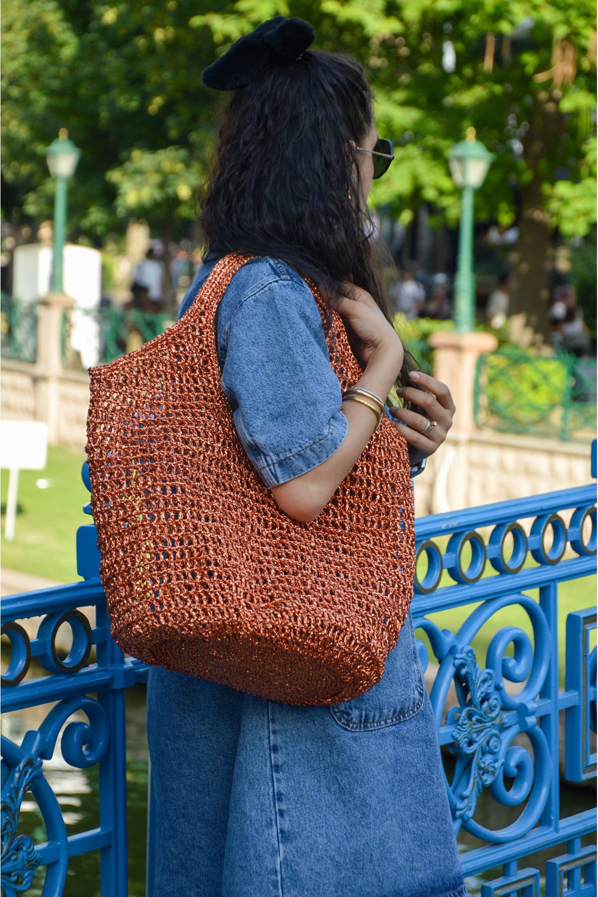Nova and co Marka Model Metalik File Tote Çanta