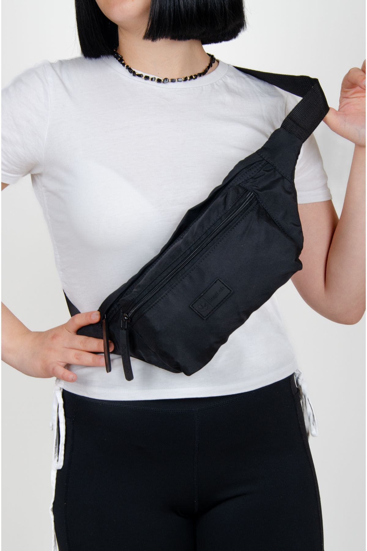 KAFF Siyah Suya Dayanıklı Kumaş Unisex Bodybag Çapraz Omuz Çantası -1045