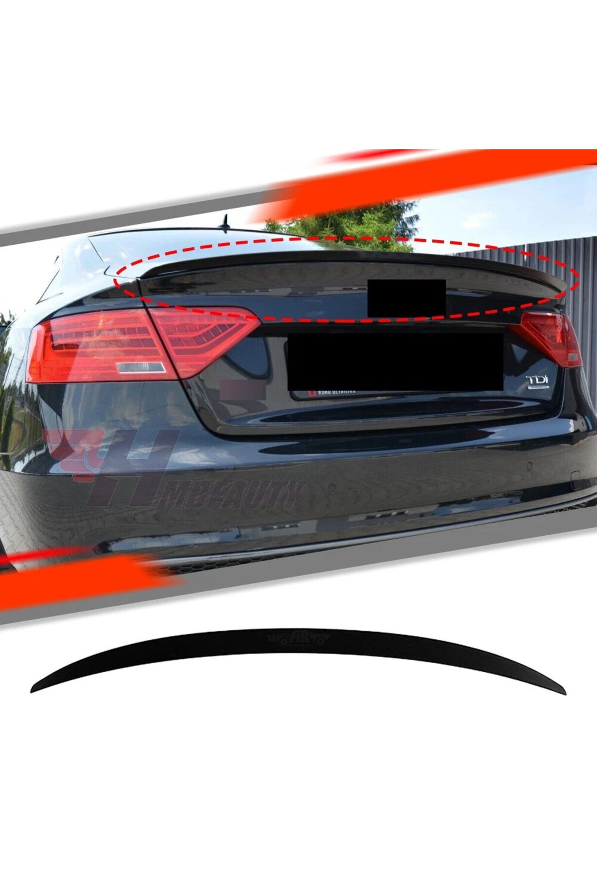 X POWER TUNİNG audi a5 2007-2016 plastik parlak siyah s5 spoyler-spoiler