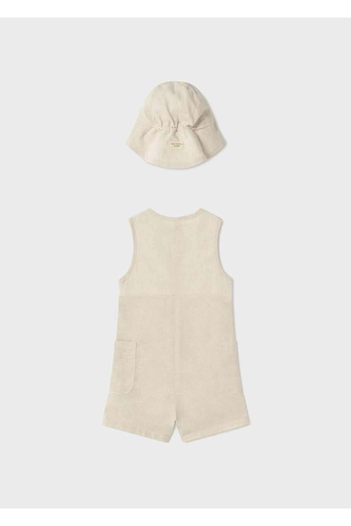 MAYORAL Erkek Bebek Kısa Kollu Tulum&Şapka Set - Krem