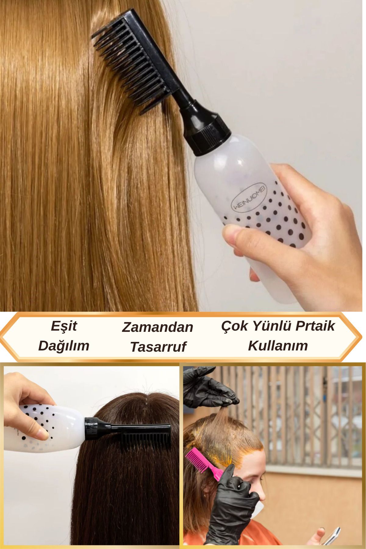 Hane Dostu Ergonomik Tasarım | Taraklı Saç Boyama Uygulama Fırçası | Saç Boyama Aplikatörü