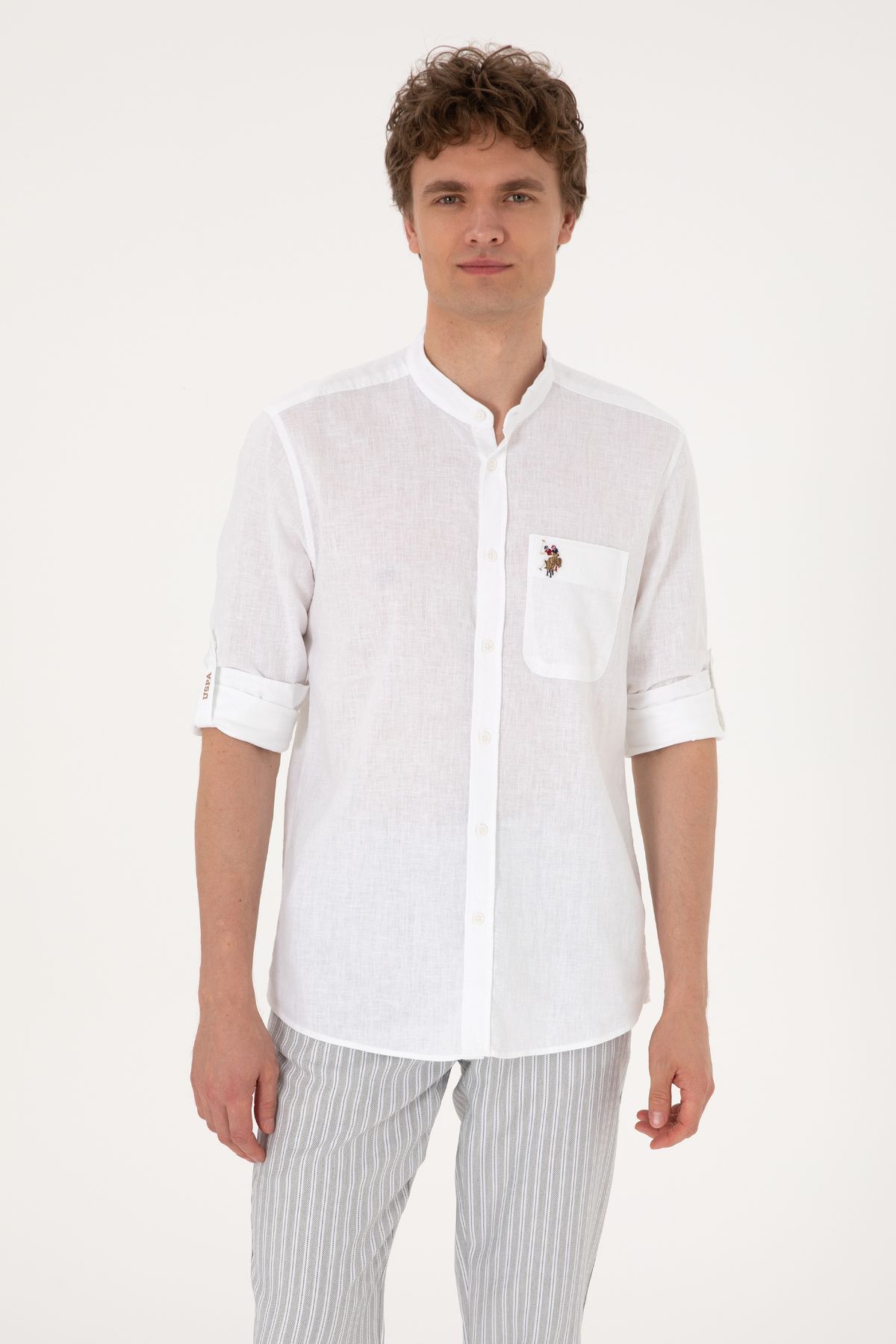 U.S. Polo Assn. Erkek Beyaz Uzun Kollu Gömlek 50300215-VR013