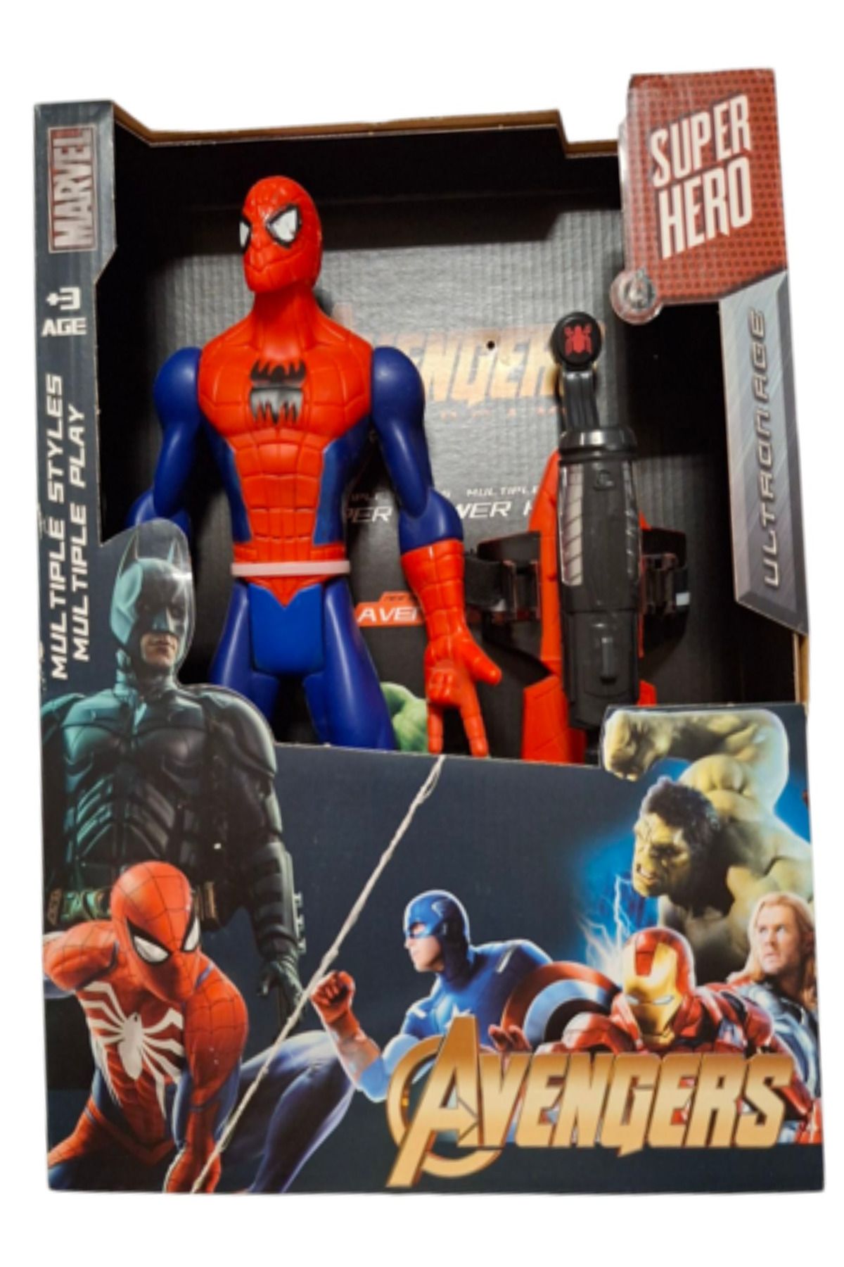 Marvel Spider-Man Süper Hero Avengers Spıder-man Fıgür 25 cm +Ok Atan Eldiven İkili Avantaj Seti