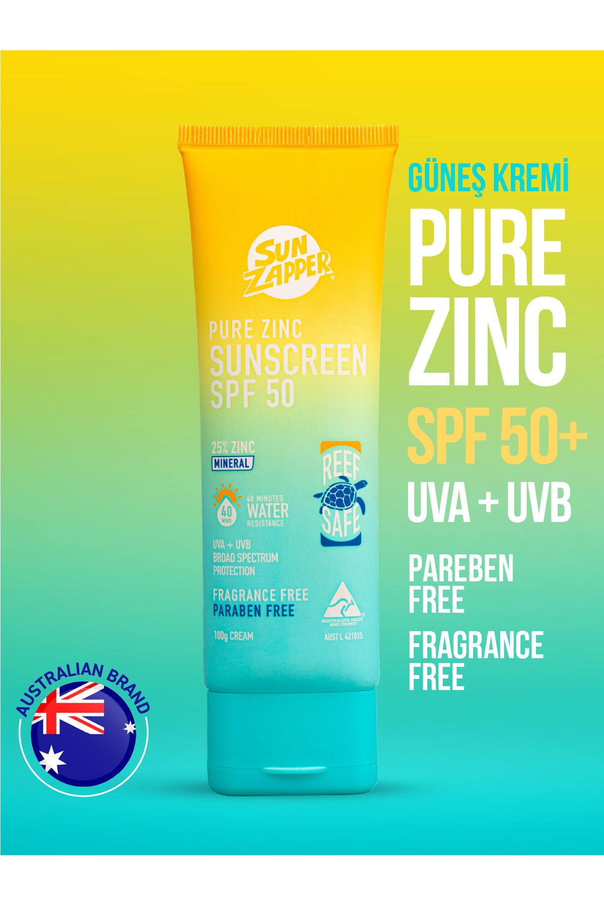 Sun Zapper Pure Zinc Sunscreen Cream 100g