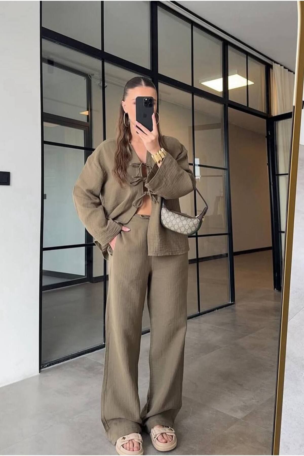 manana fashion MÜSLİN BAĞLAMALI YAZLIK TAKIM