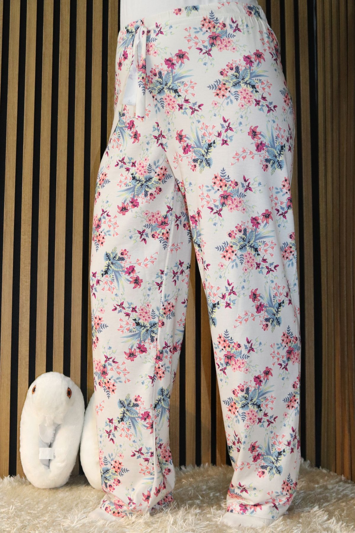 MODA Çiçekli Bel Detaylı Lastikli Pijama Altı