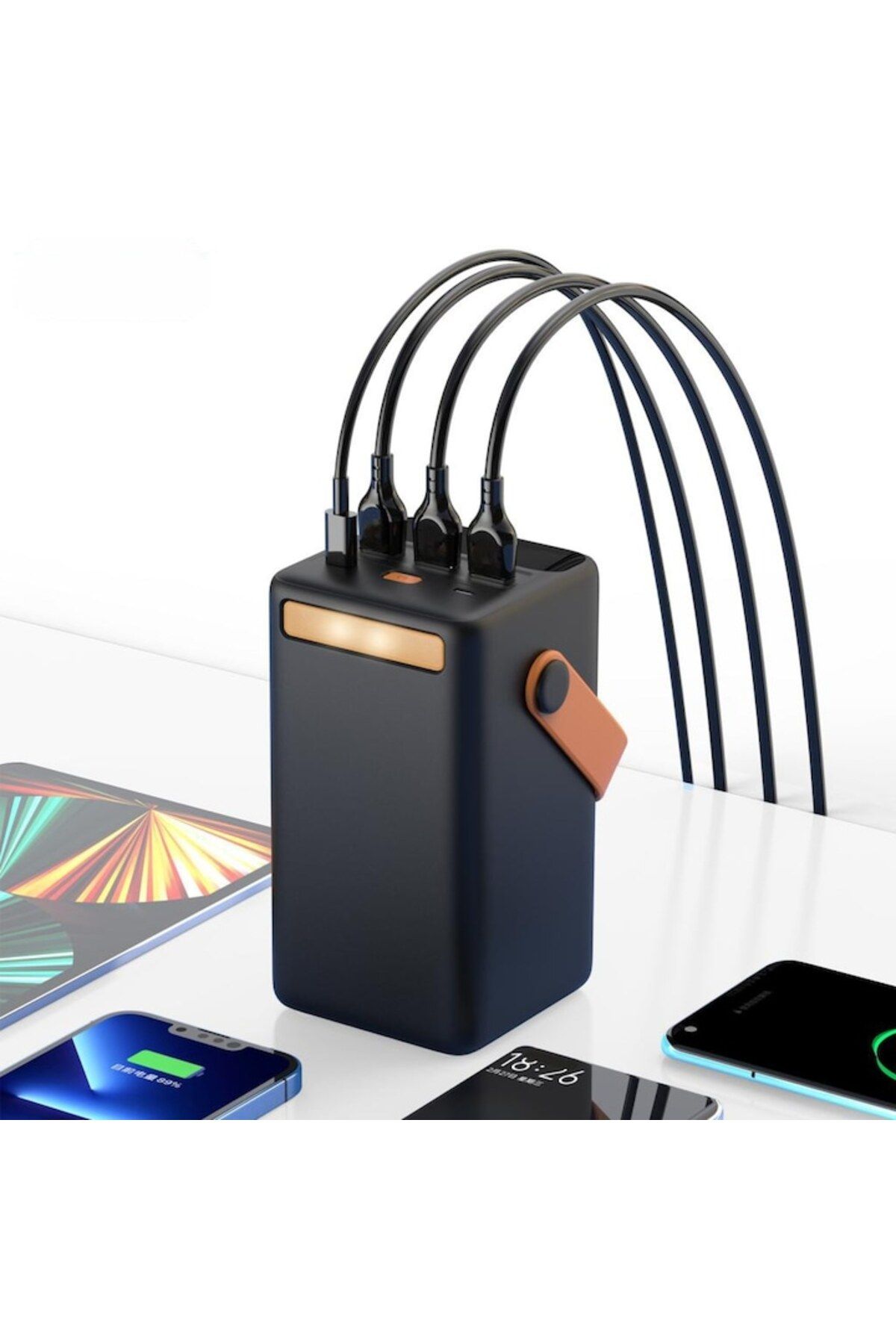 OEM-Baterie externă, 50.000 mAh, 22,5 W, 3 x USB, 1 x USB-C, 1 x MicroUSB, QC, PD, afișaj LED, comutator ON/OFF 3