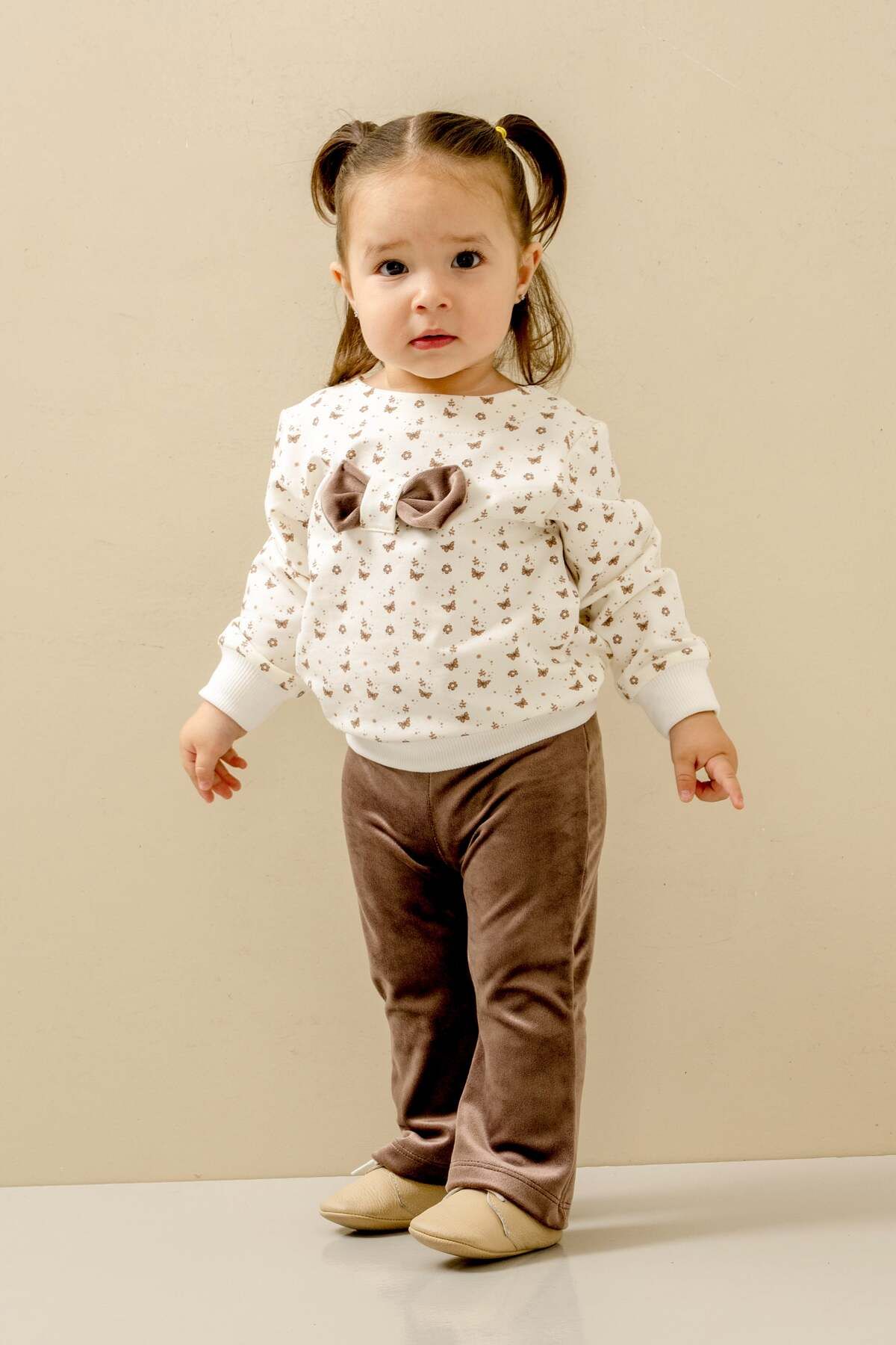 JNF kids KADİFE SWEETŞÖRT İKİLİ KIZ BEBEK TAKIM