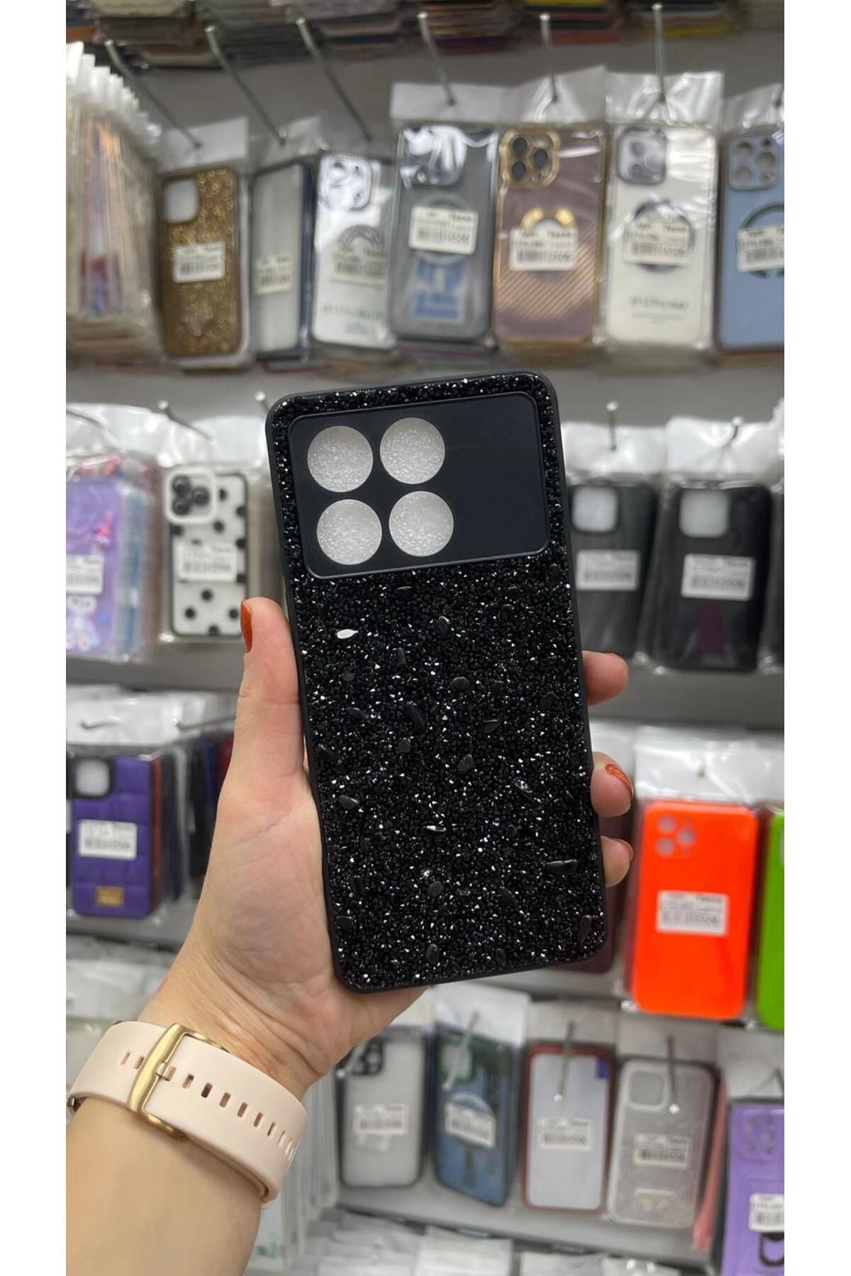 TECNOTREND Xiaomi Poco X6 Pro Kılıf Parlak Taşlı Tasarım Pırlanta Kapak