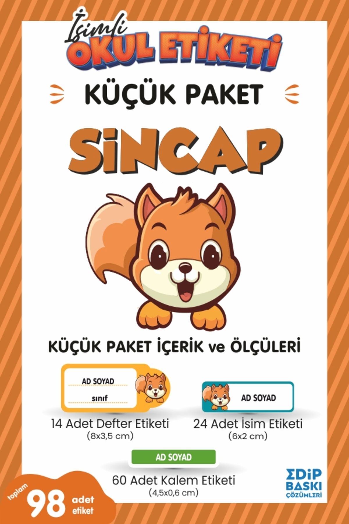 EDİP BASKI MERKEZİ İsimli okul etiketi SİNCAP Defter, kitap ve kalem etiketi Küçük Paket