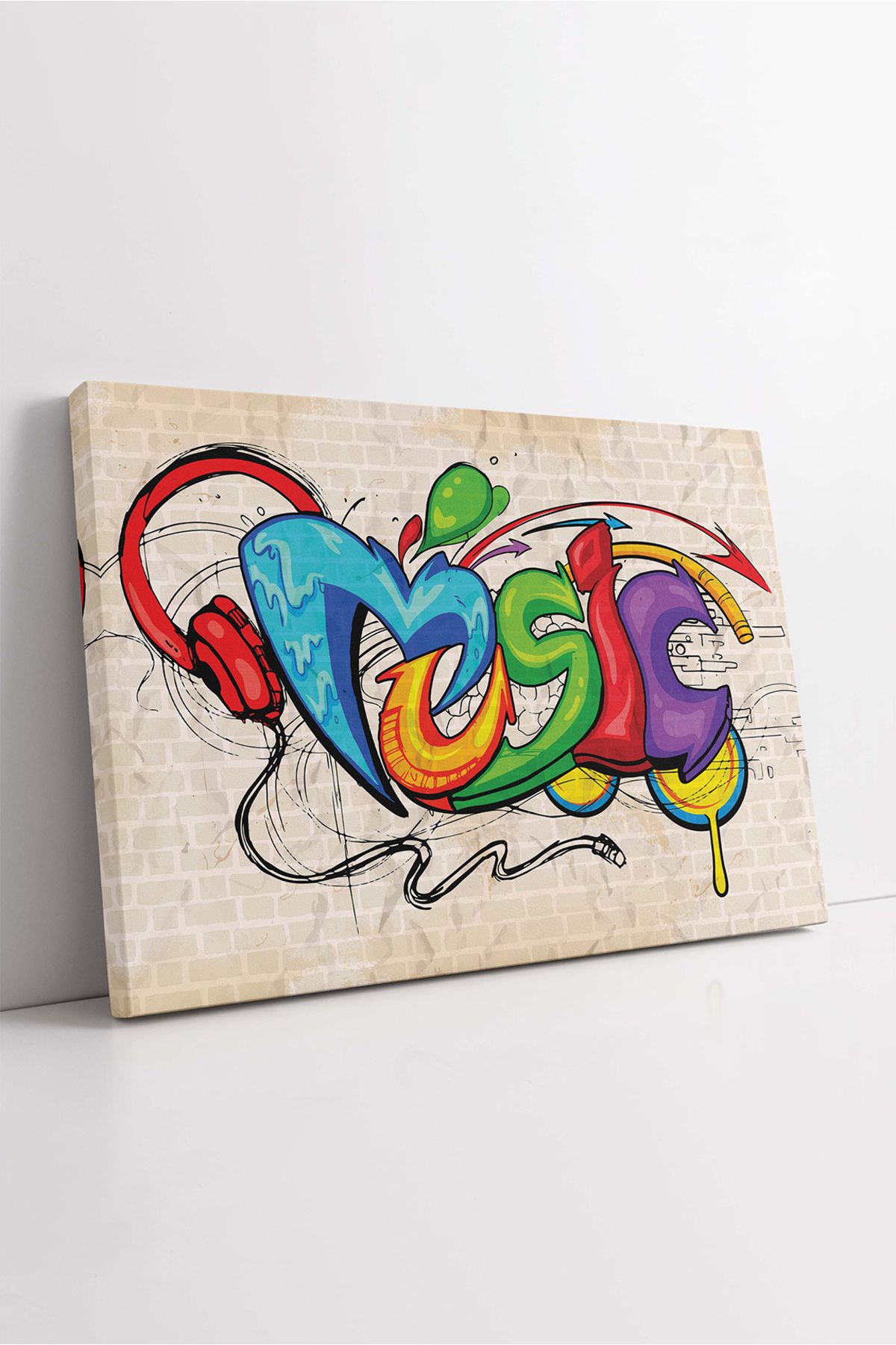 KOSS Dijital Müzik Grafiti Kanvas Tablo, Renkli Grafiti Kanvas, Müzik Tablo, Tasarım Dekor Tablo, Trend Tasarım