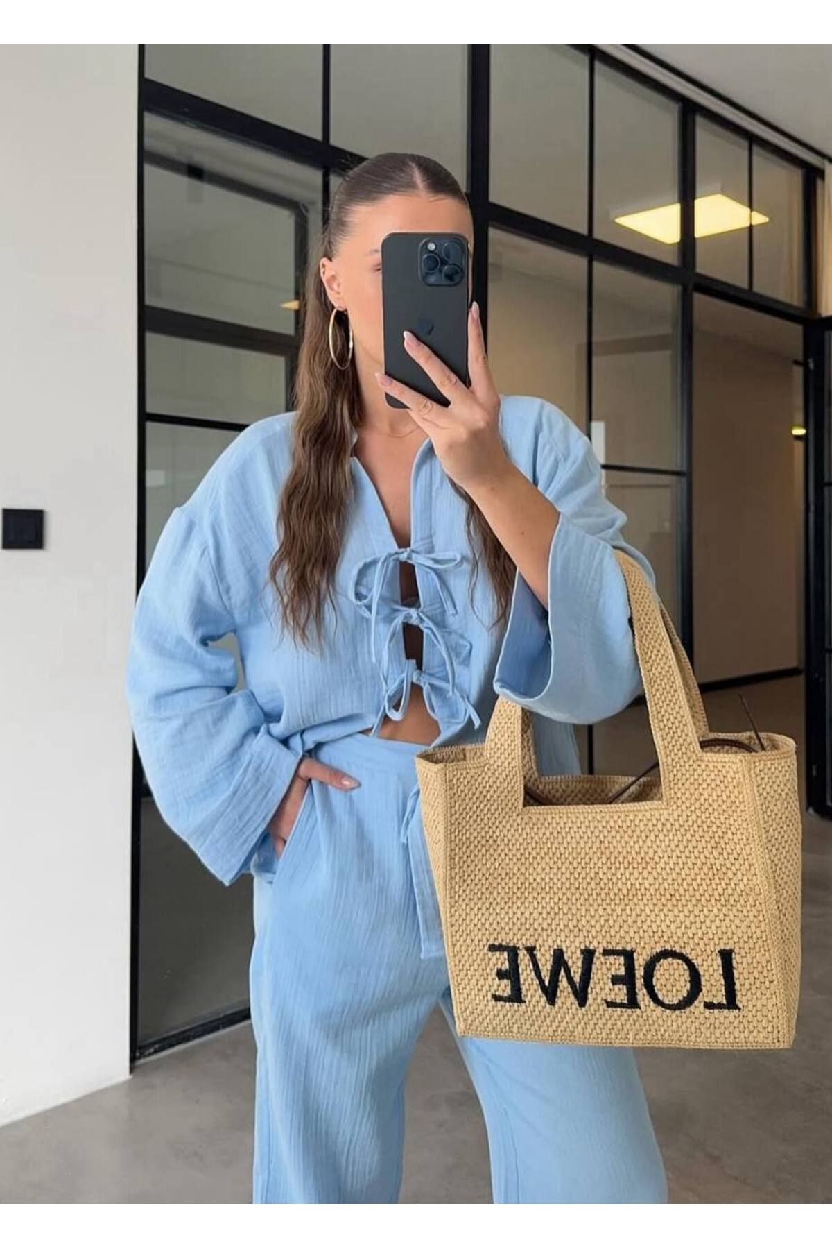 manana fashion MÜSLİN BAĞLAMALI YAZLIK TAKIM