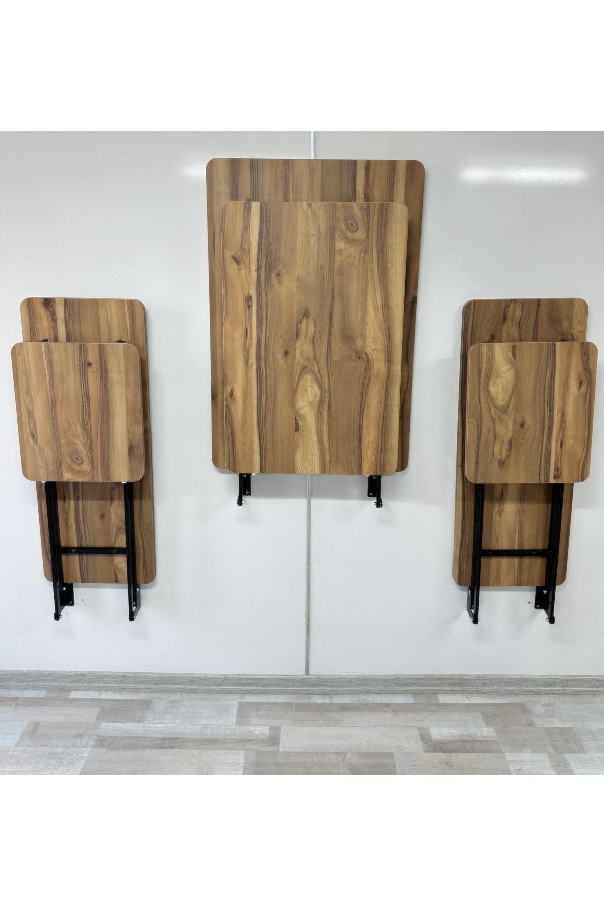 SEHPAM AKILLI Duvara Monte MDF TABLA URARTU Katlanabilir Dekoratif 2 Tabureli Pratik Yemek Mutfak Balkon Masası