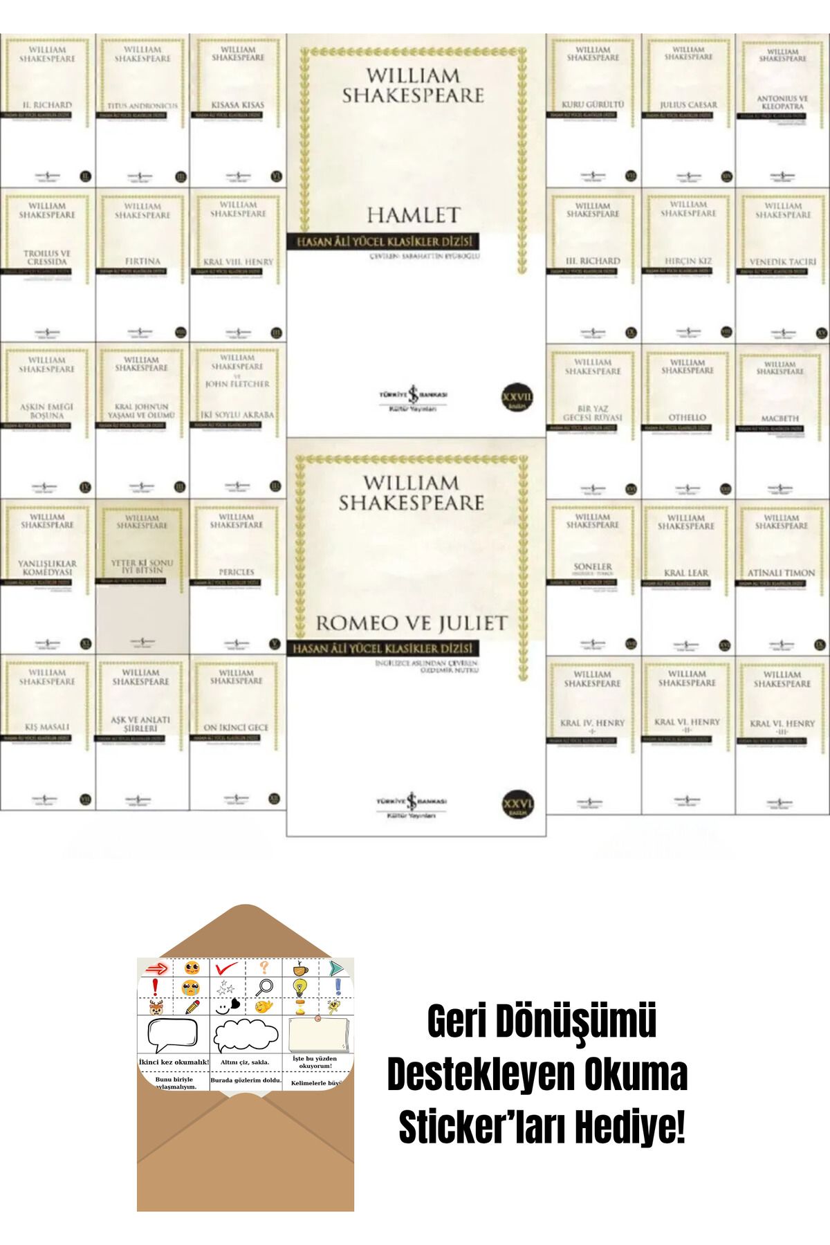TÜRKİYE İŞ BANKASI KÜLTÜR YAYINLARI William Shakespeare 32 Kitap Set + Okuma Sticker'ları