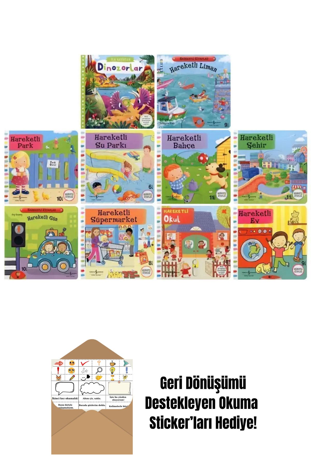 TÜRKİYE İŞ BANKASI KÜLTÜR YAYINLARI Hareketli Kitaplar 10'lu Set + Okuma Sticker'ları