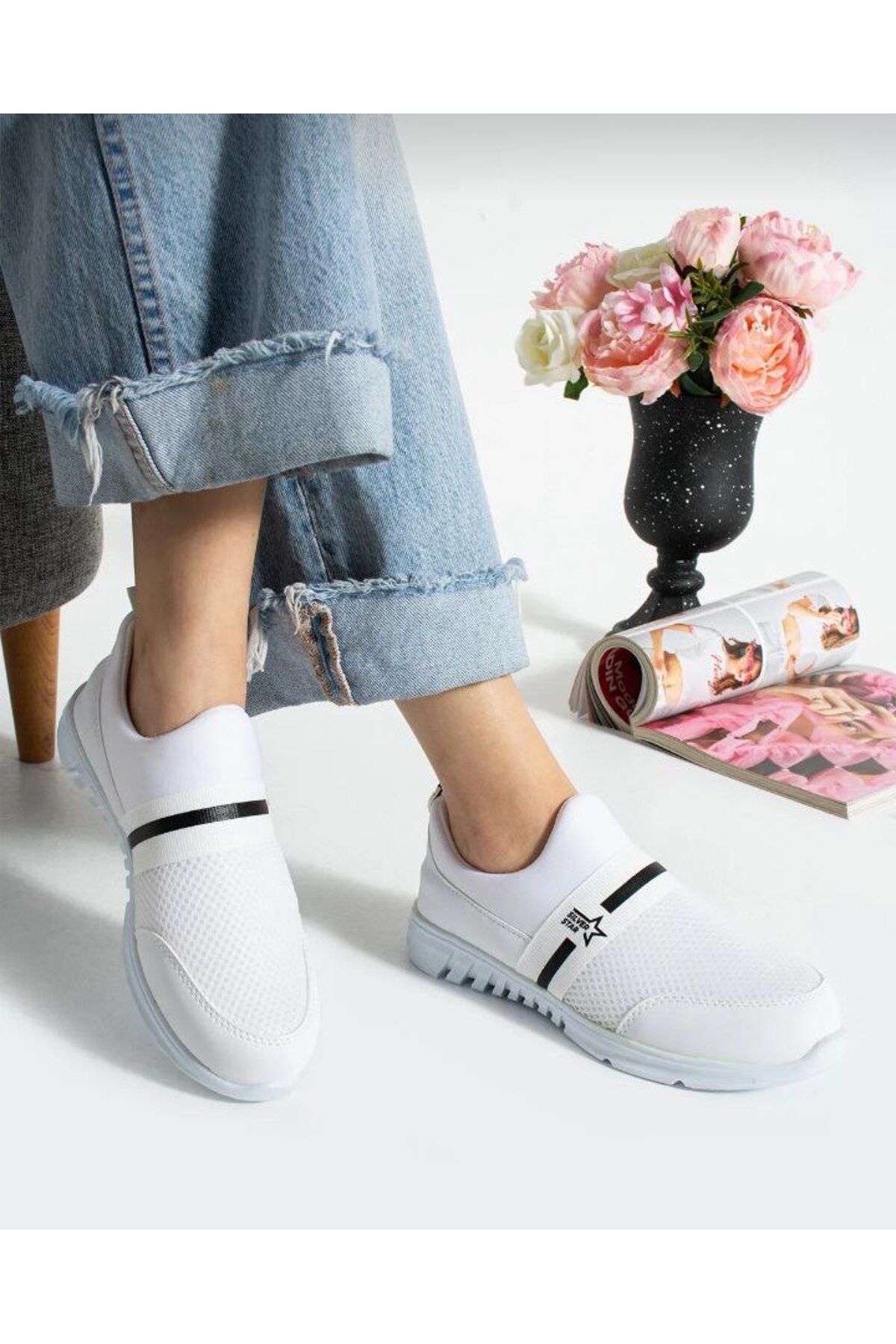 Butik Unisex Kadın Bağcıksız Rahat Esnek Günlük Sneaker Spor Ayakkabı