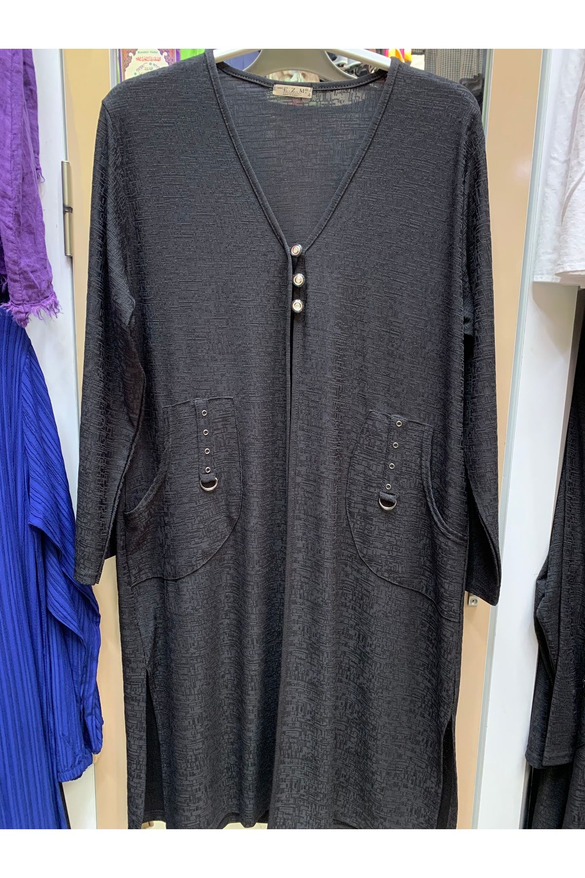 Butik Tesettür büyük beden düğmeli yazlık ince penye hırka