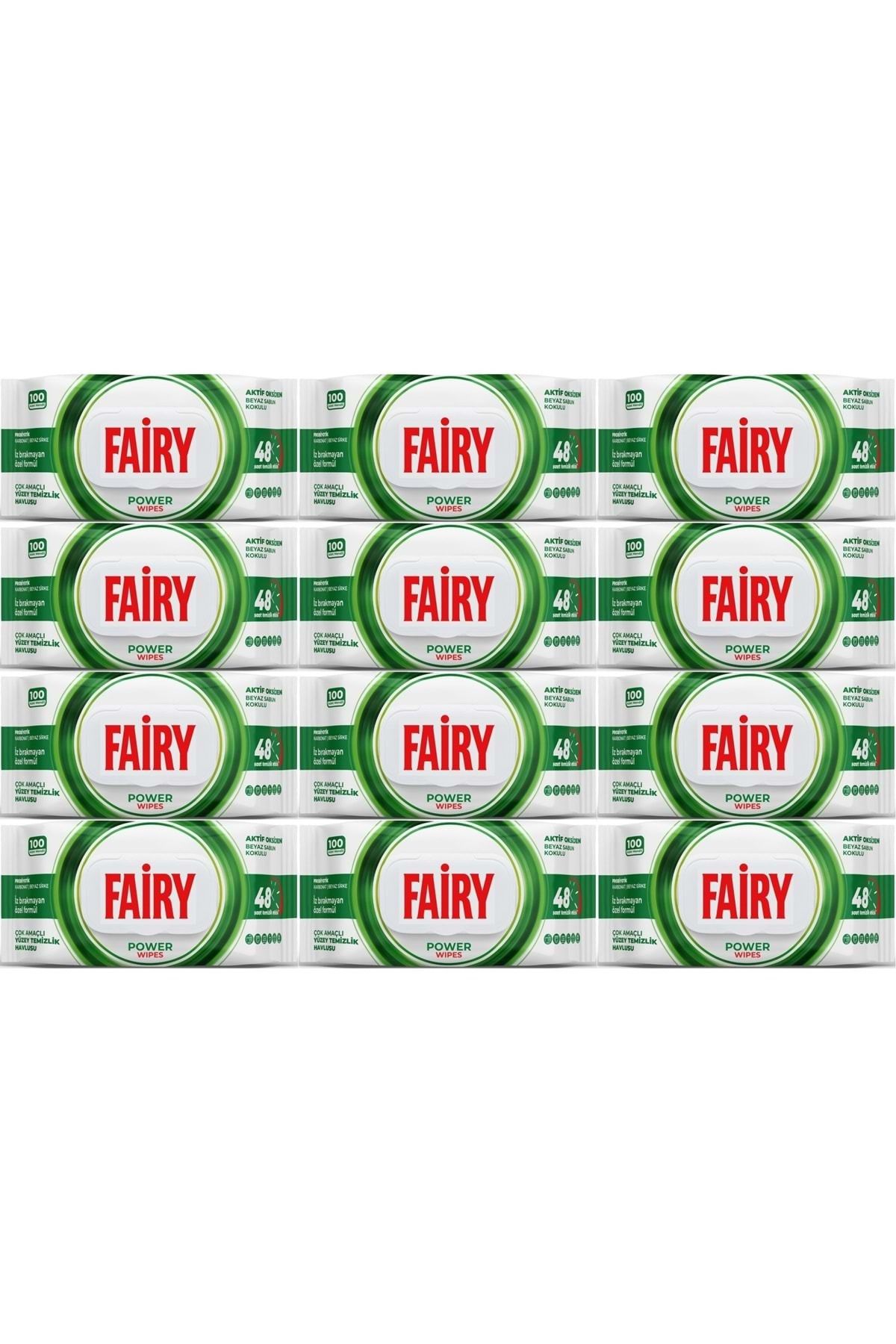 Fairy Yüzey Temizlik Havlusu 100 Yaprak Aktif Oksijen - Beyaz Sabun - Karbonat (12 Li Set) 1200 Ypr
