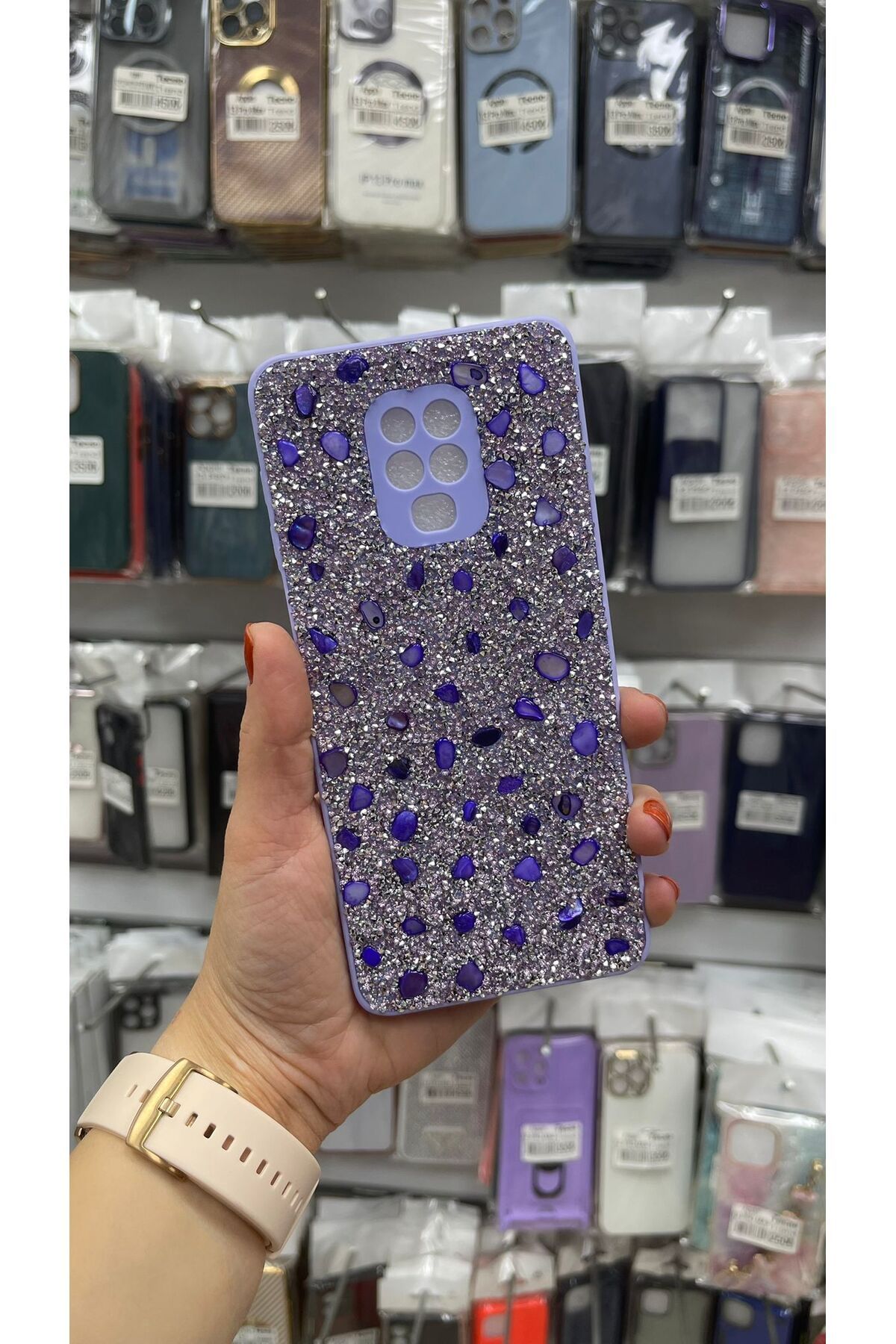 TECNOTREND Xiaomi Redmi Note 9 Pro/ Note 9s Kılıf Parlak Taşlı Tasarım Pırlanta Kapak