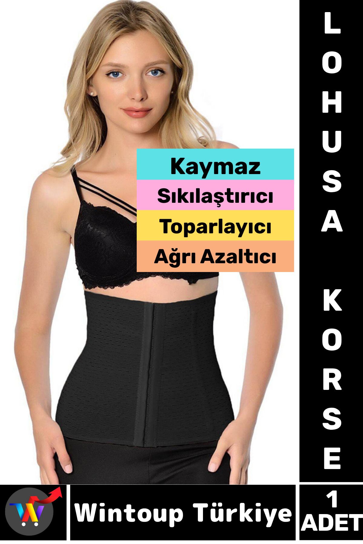 Wintoup Premium Kaymaz Karın Bel Sıkılaştıran Toparlayan Ağrı Azaltan Hamile Doğum Sonrası LOHUSA KORSE