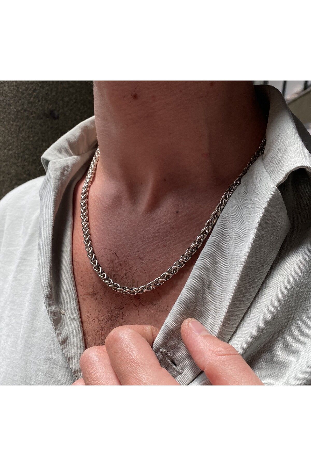 Furtek Aksesuar Unisex İtalyan Burgu Çelik Zincir Kolye Gümüş Kaplama Hediyelik