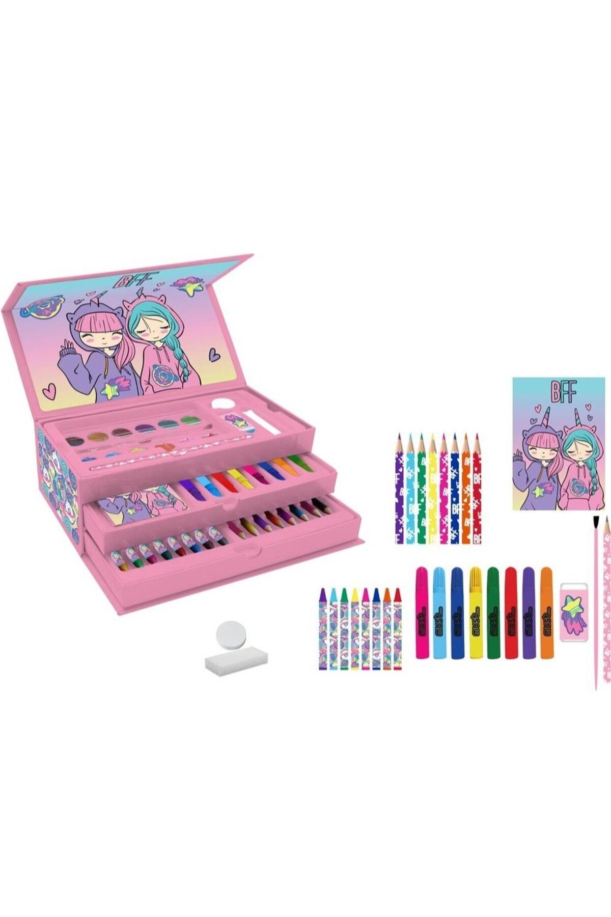 Adalinhome Atakids Lizy BFF Temalı Özel Çantalı 52 Parça Boyama Seti
