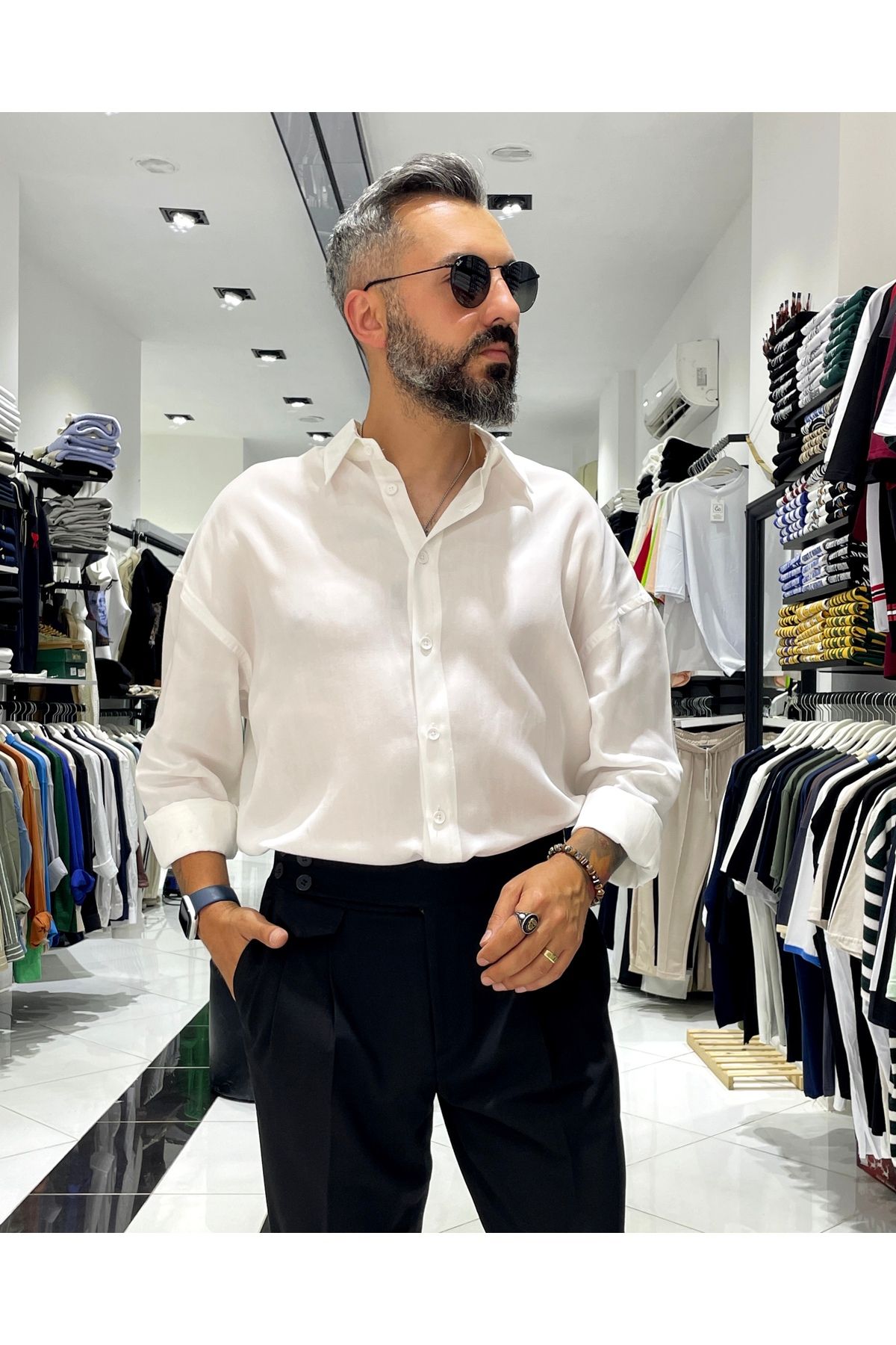 Higo Man Erkek Yumuşak Dokulu Ekstra Oversize Gömlek
