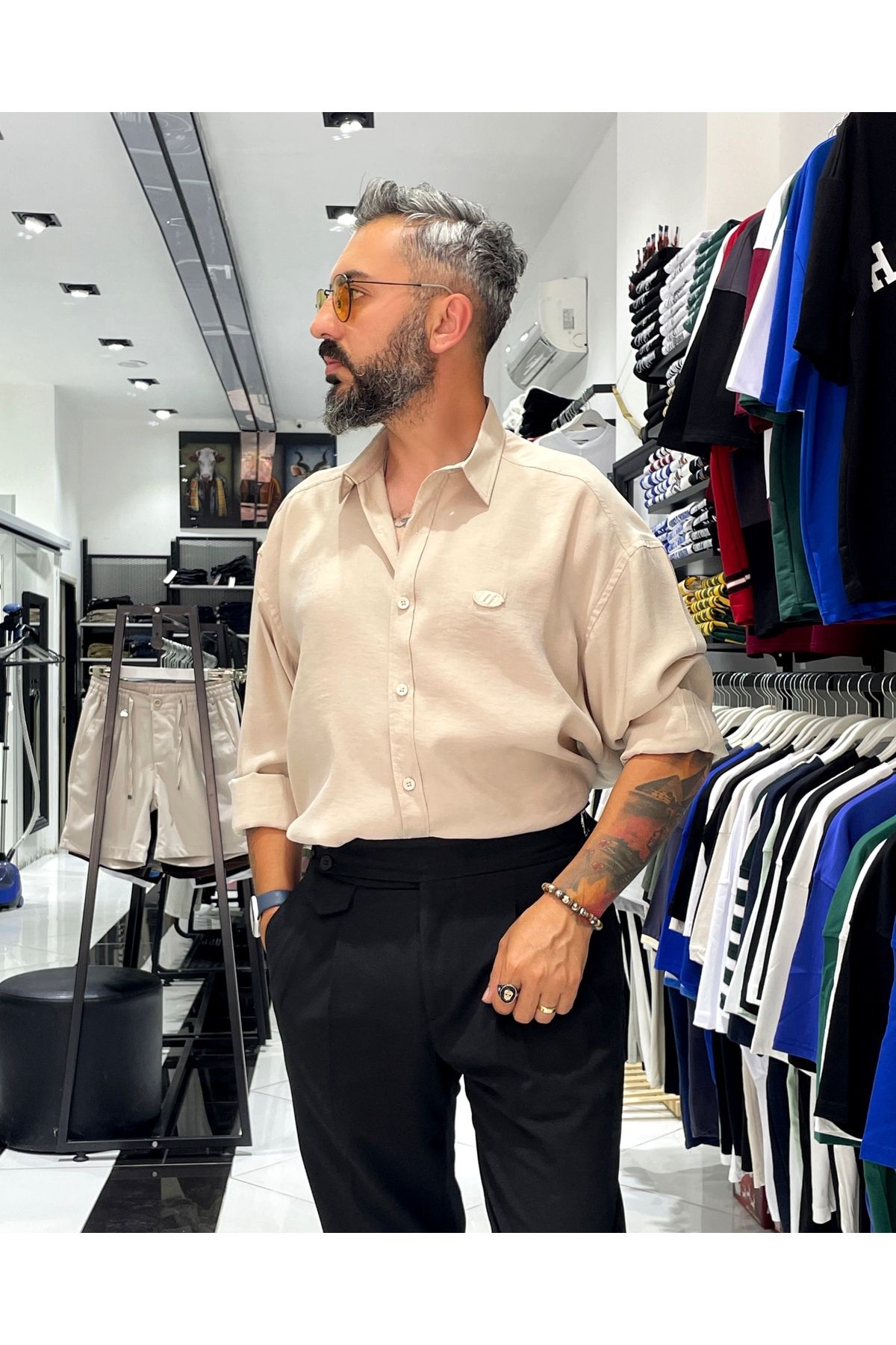 Higo Man Erkek Modal Kumaş Ekstra Oversize Gömlek