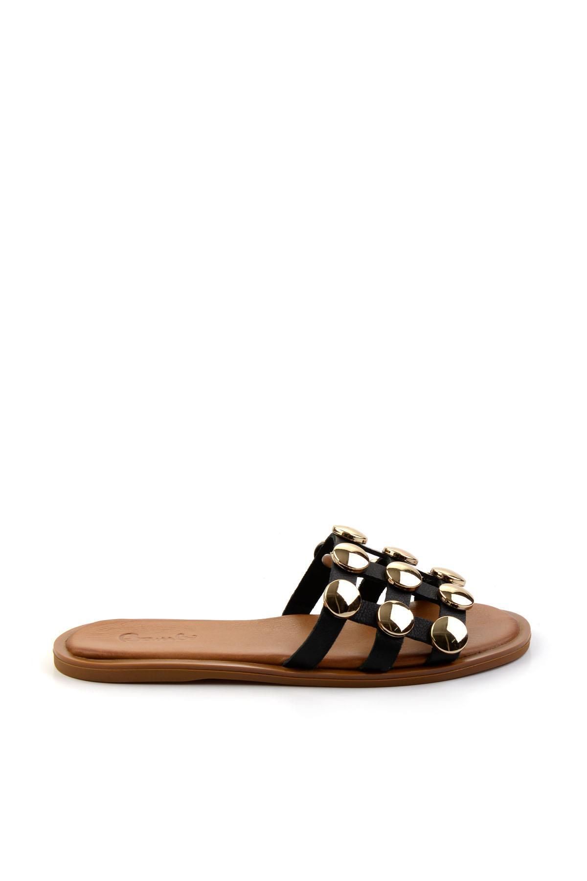 Bambi Siyah Leather Kadın Terlik K04507111103