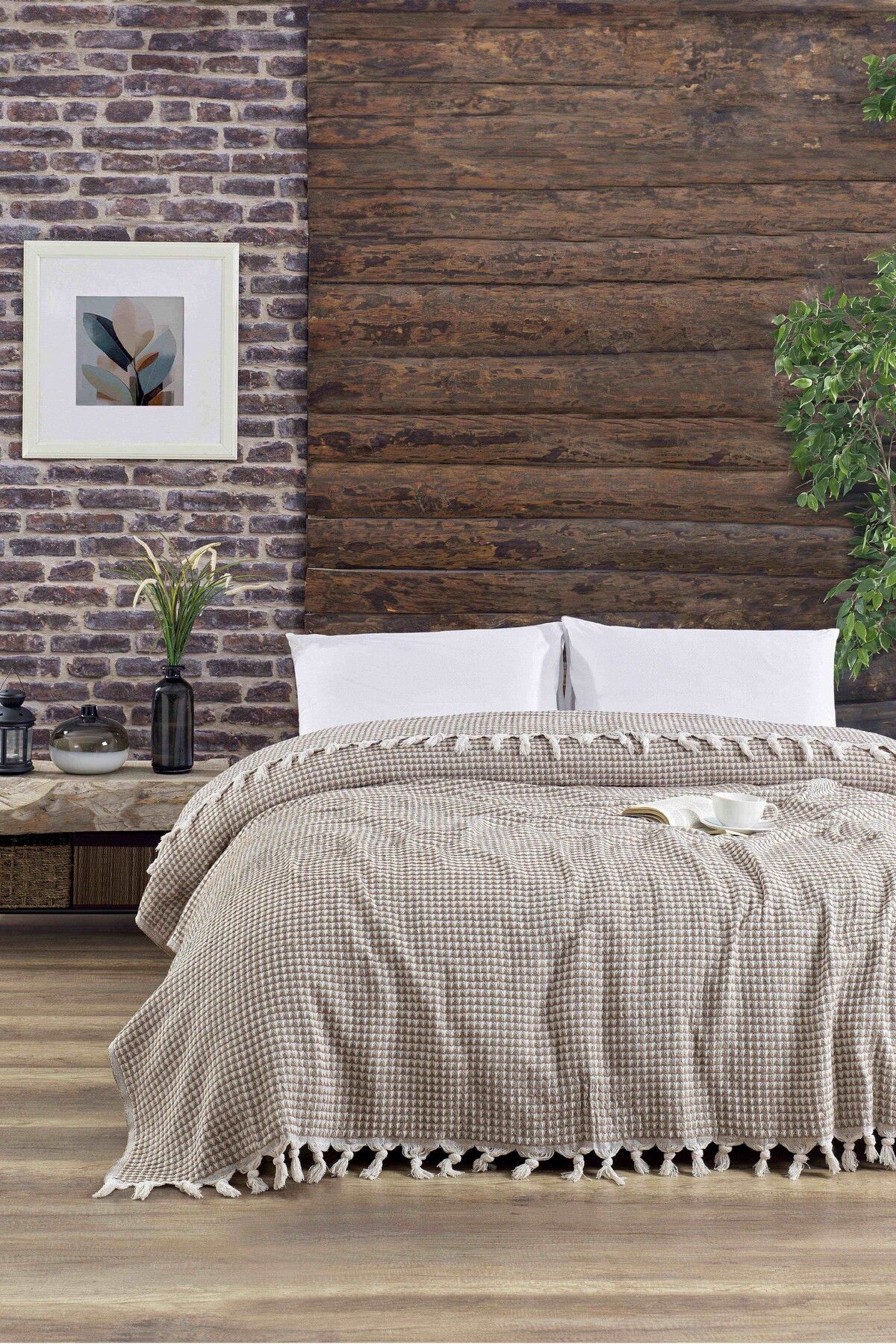 Rebeka Home Collection Piramit Koyu Kahve 170x210 Tek Kişilik Pike