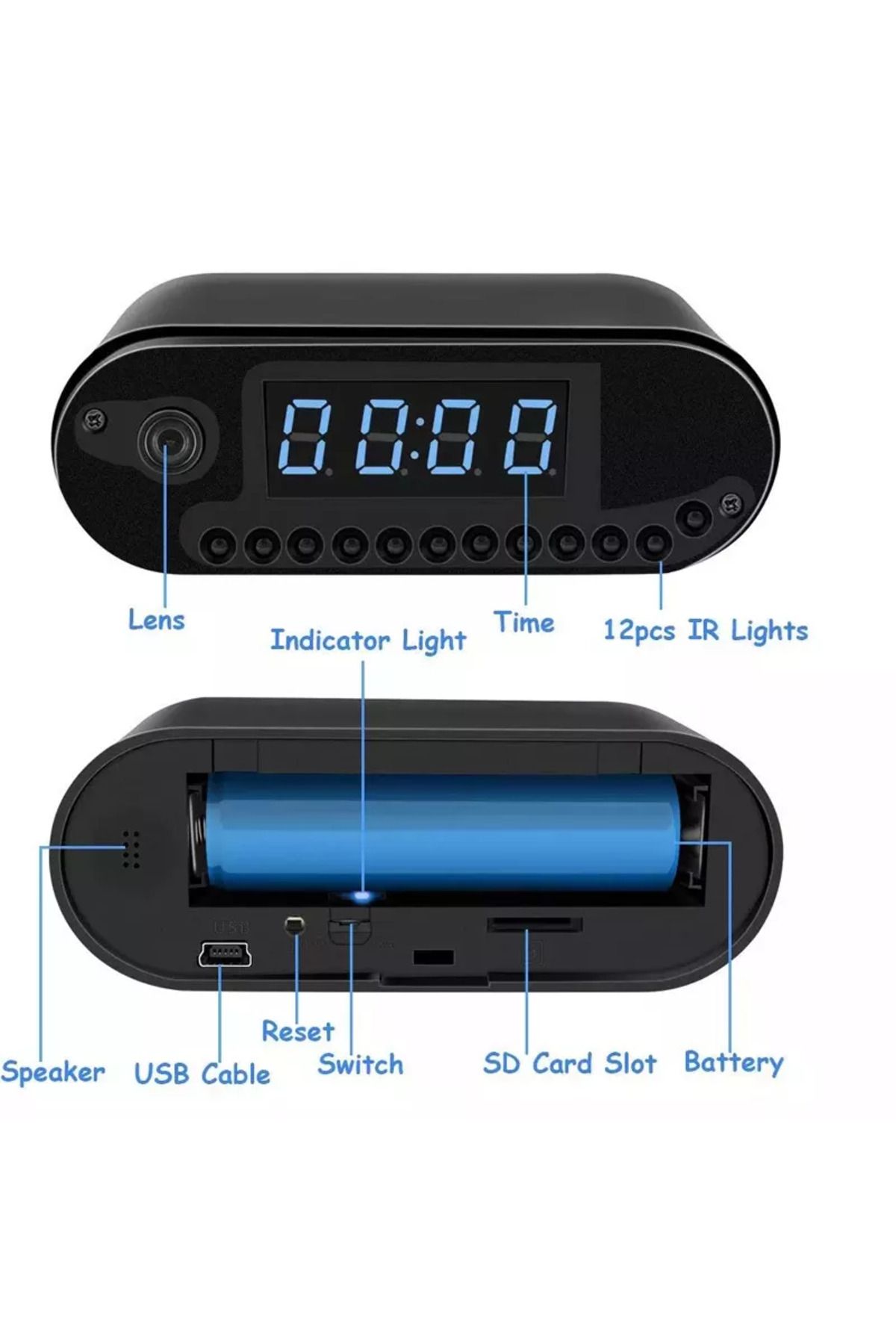 REVOSE-Mini Spy Camera ™, Wi-fi, Ip, Hidden in Alarm Clock,, 32gb Micro Sd Card Included 16