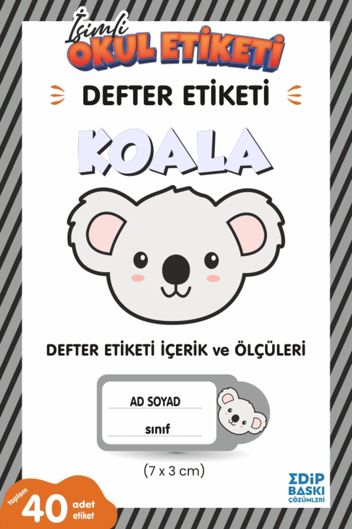 EDİP BASKI MERKEZİ İsimli okul etiketi KOALA Defter etiketi