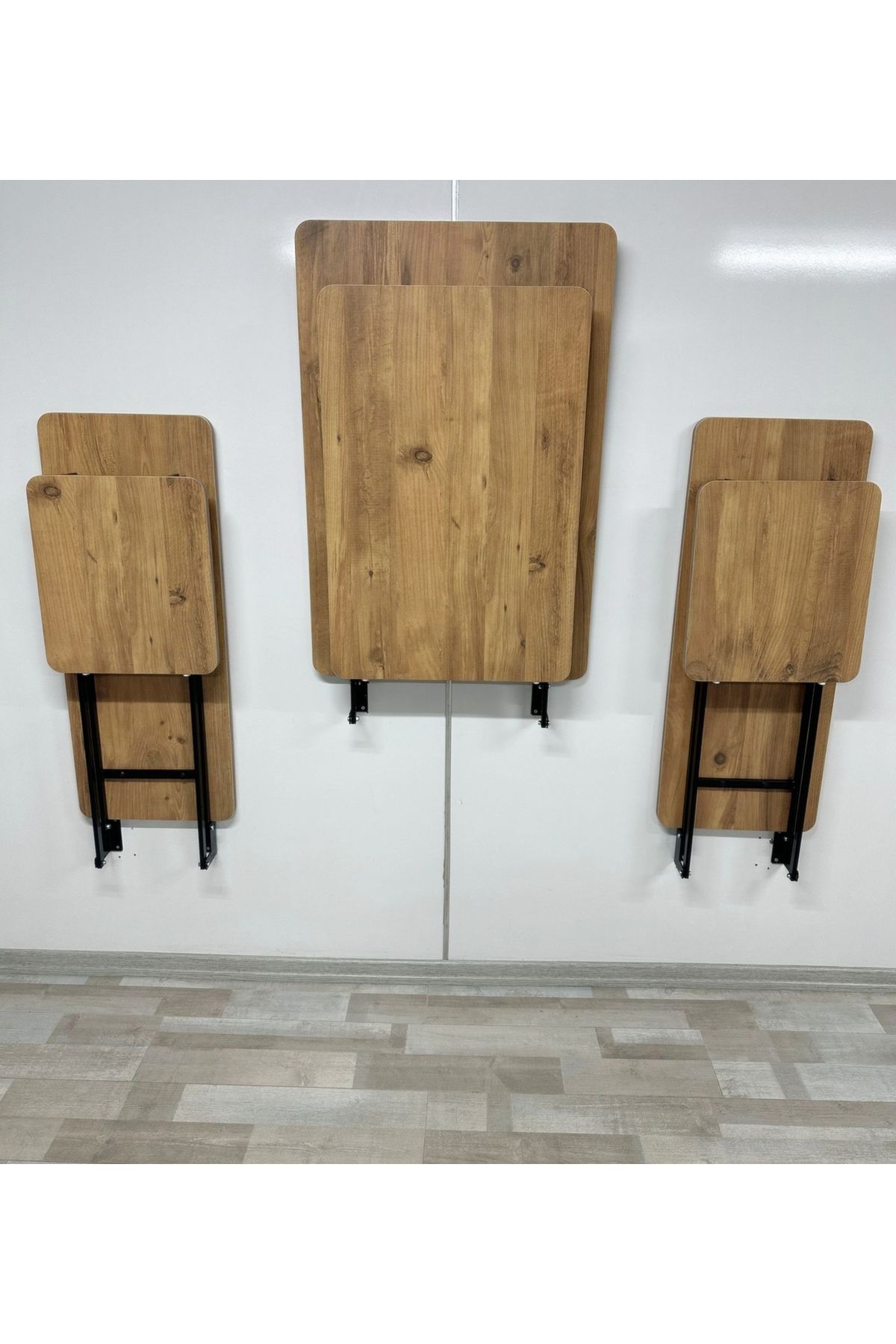 SEHPAM AKILLI Duvara Monte MDF TABLA Katlanabilir Dekoratif 2 Tabureli Pratik Yemek Mutfak Balkon Masası