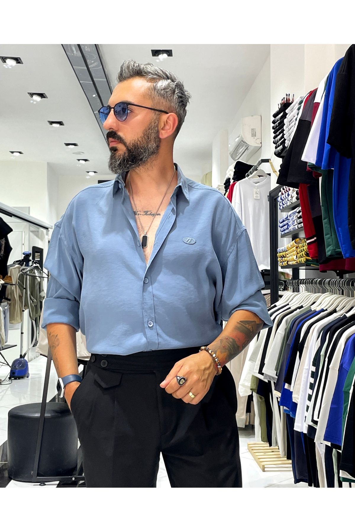 Higo Man Erkek Modal Kumaş Ekstra Oversize Gömlek