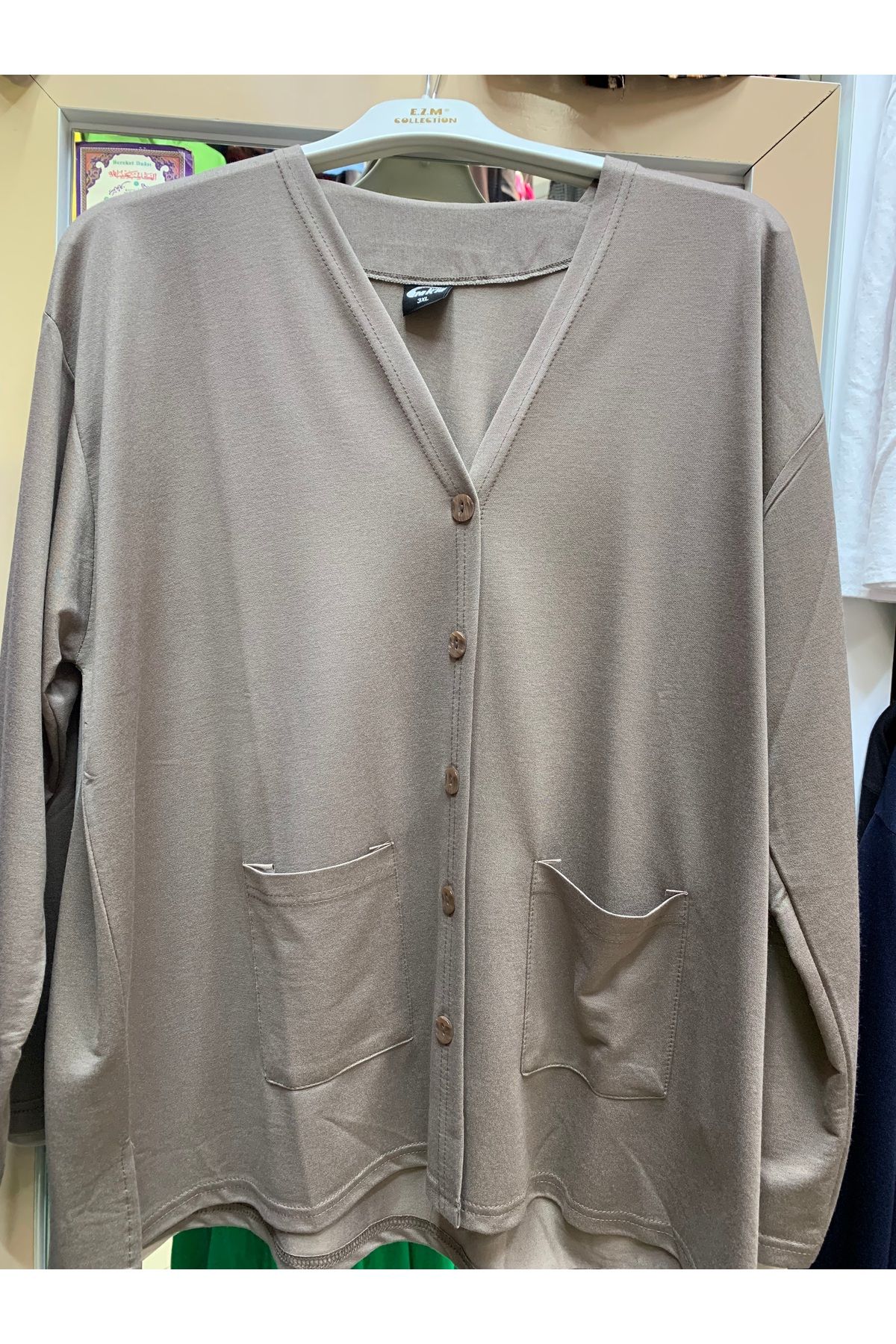 Butik Tesettür kadın kısa etek üzeri büyük beden anne penye hırka