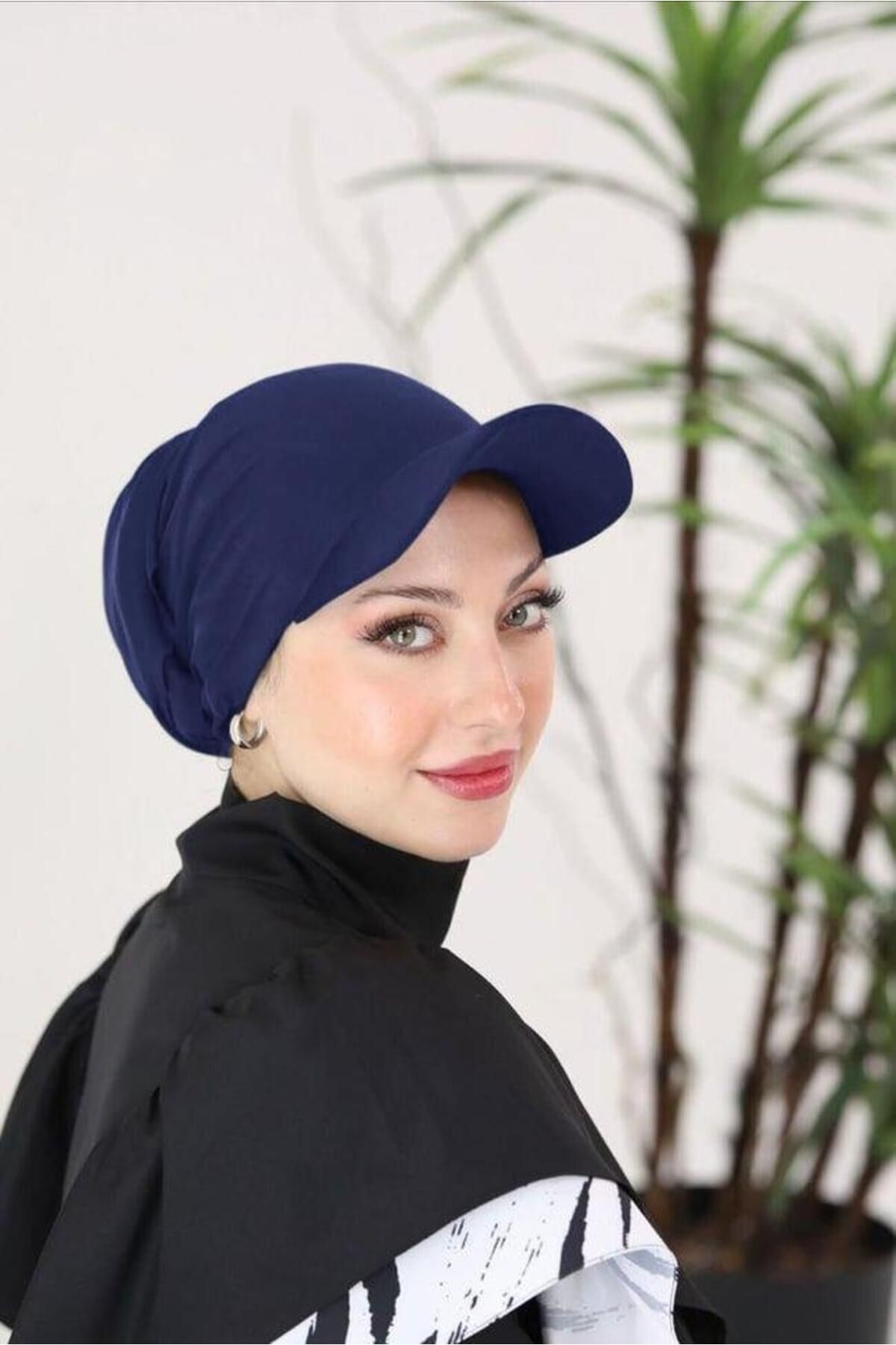 NS TASARIM MAYO Selena Lacivert Çıtçıtlı Tasarım Tesettür Bone