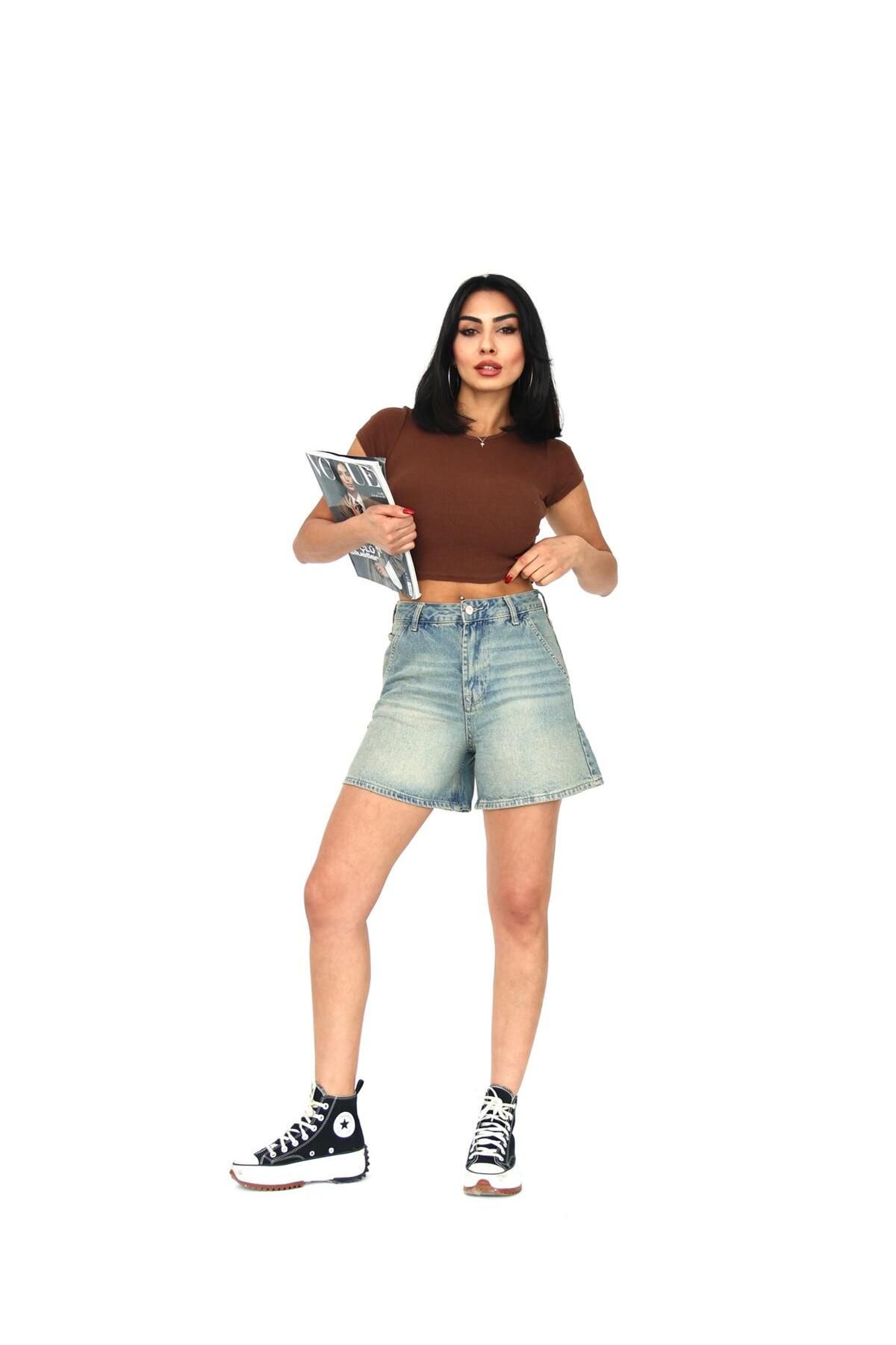 Zeo Basic-Tint Wash Denim Mini Shorts 3