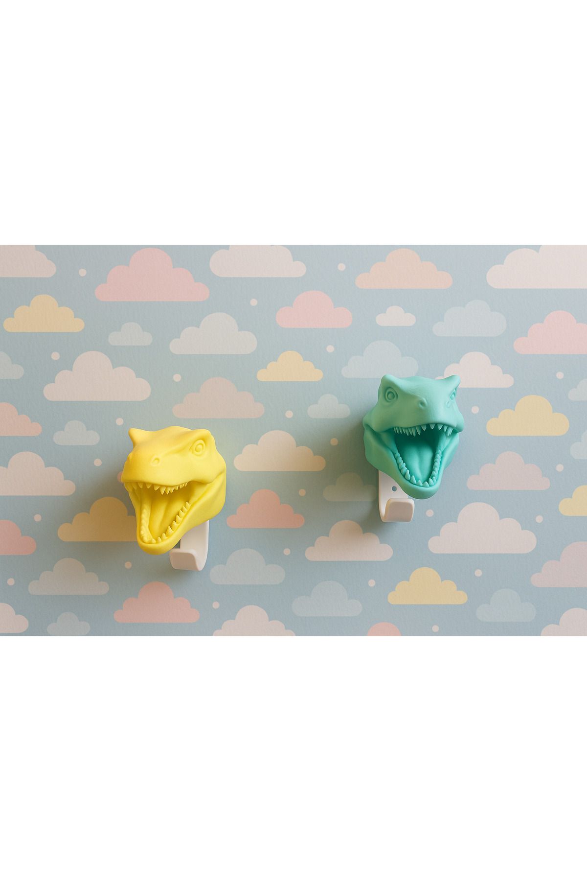 Elhara Design Pastel Renkli Dinozor Kafa Duvar Askısı