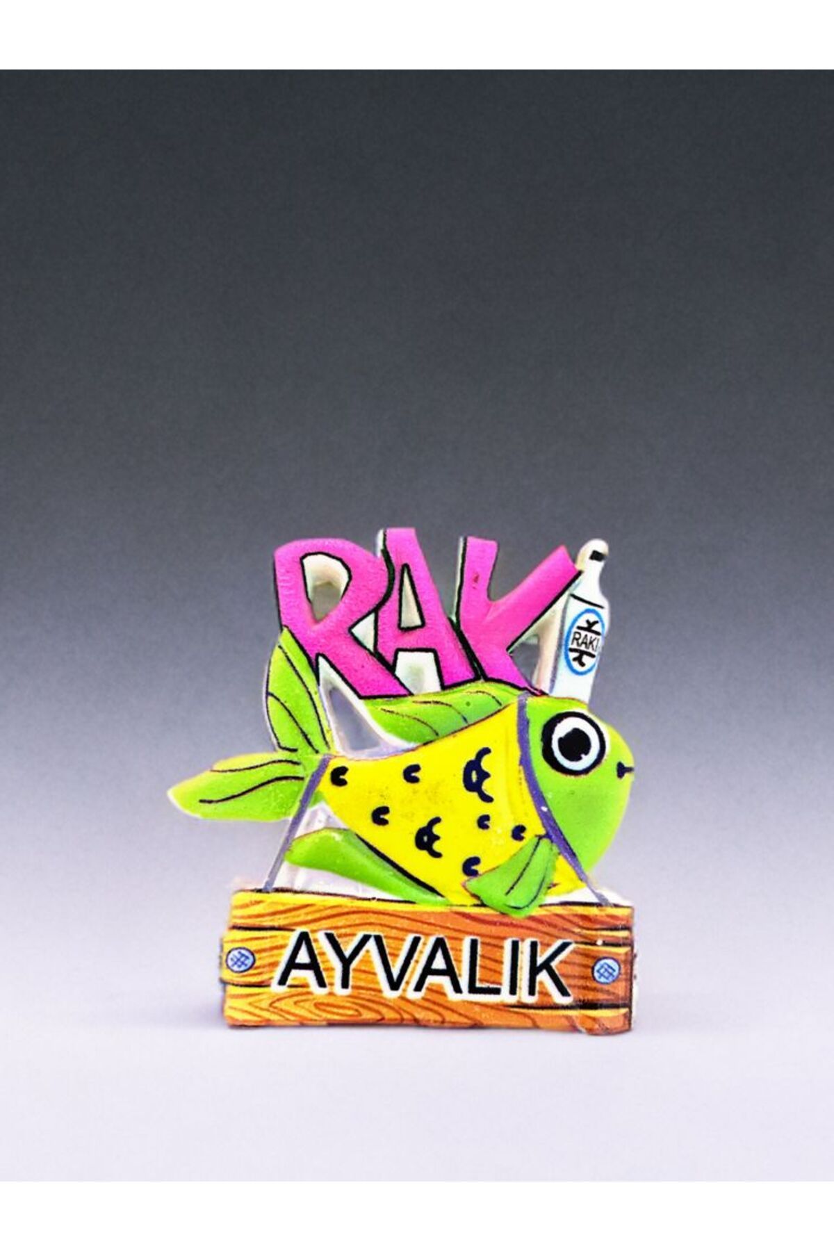 Home Rakı Balık Ayvalık Yazılı Polyester Magnet 5,5 cm x 6,5 cm ebat